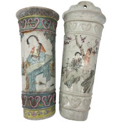 Qing Dynasty antique Chinese Hand Painted Wall Hanging Porcelain Vase
