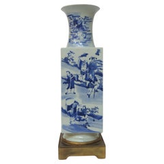 Qing Dynasty Blue and White Porcelain Vase in French Gilt Bronze Mount