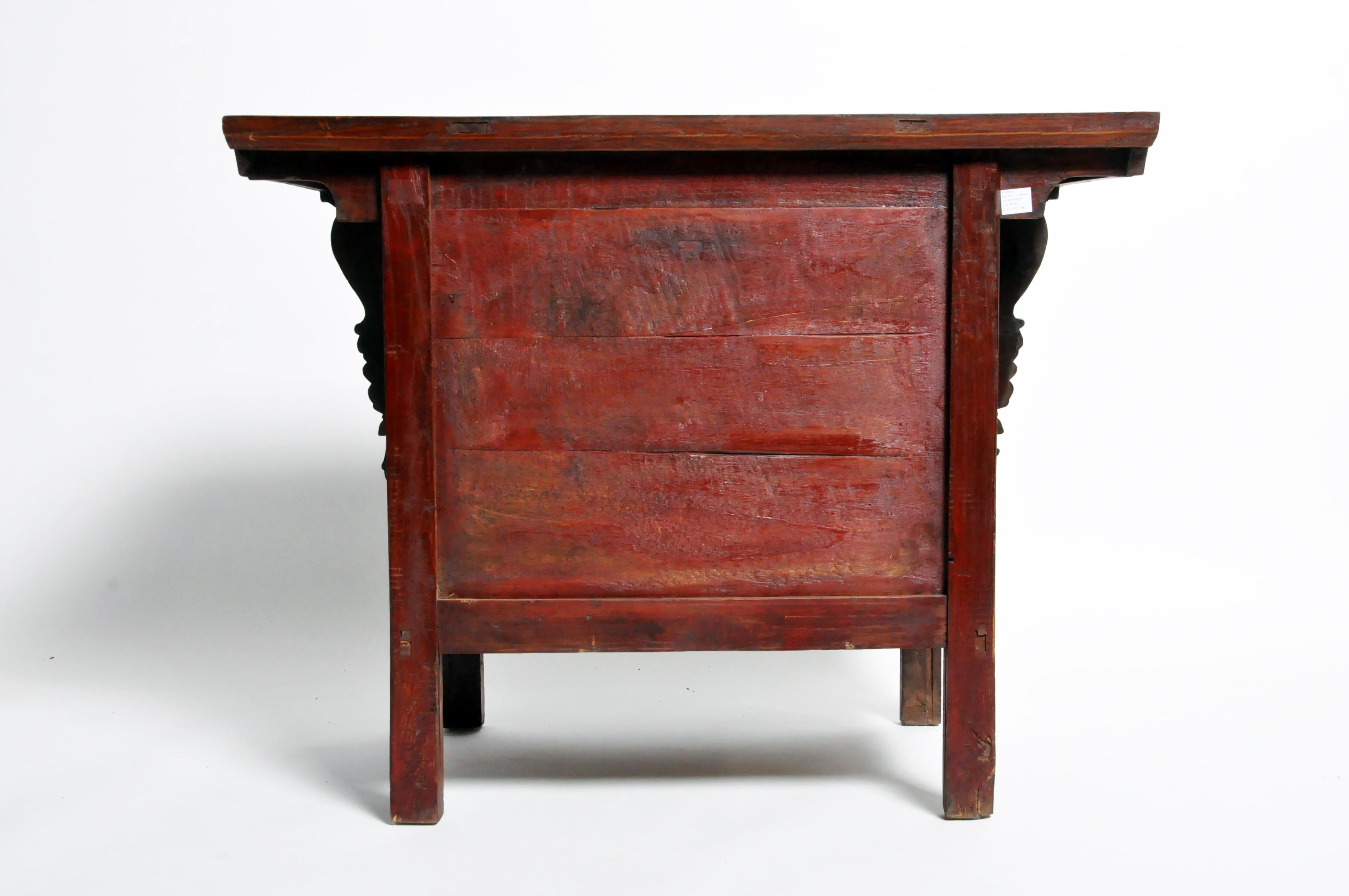 Beautifully aged Qing dynasty cabinet from Shandong, China made from elmwood, circa 19th century. The piece features a pair of doors, a drawer, a shelf, and a beautifully aged original patina.