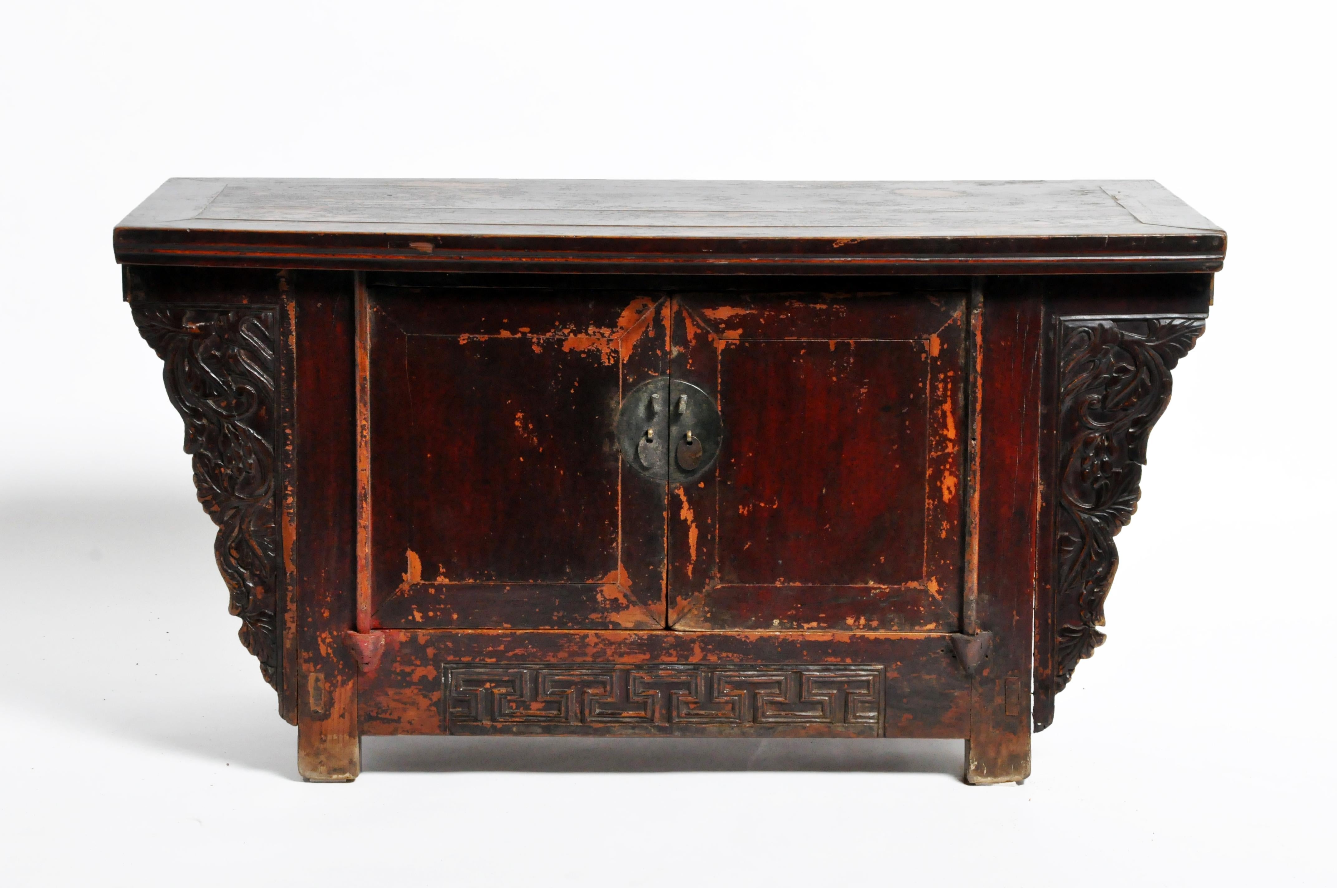 19th Century Qing-Dynasty Butterfly Cabinet with Original Lacquer and Patina