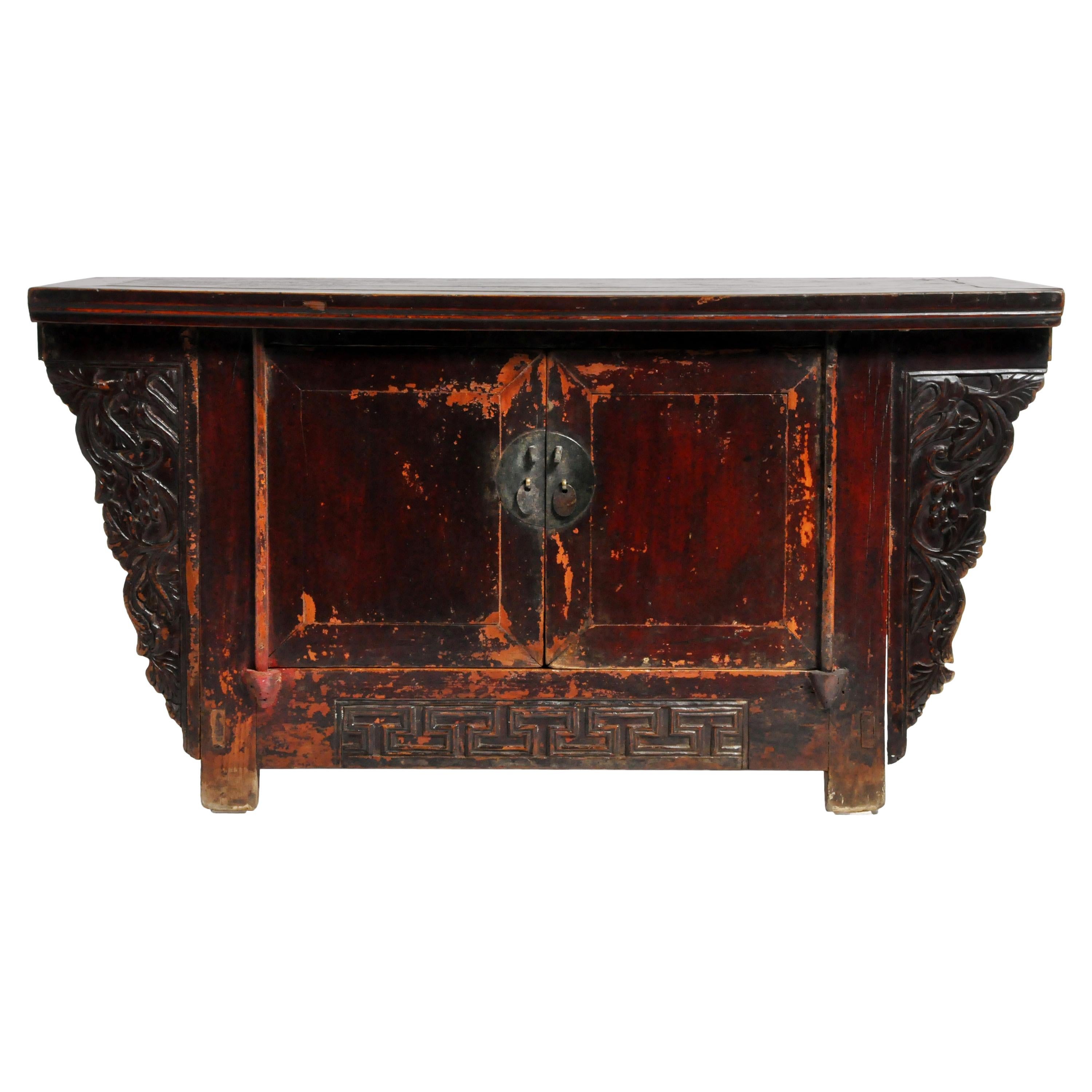 Qing-Dynasty Butterfly Cabinet with Original Lacquer and Patina