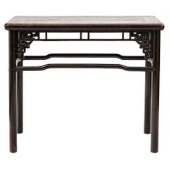 Qing Dynasty Carved Console Table with Original Dark Lacquer, circa 1840