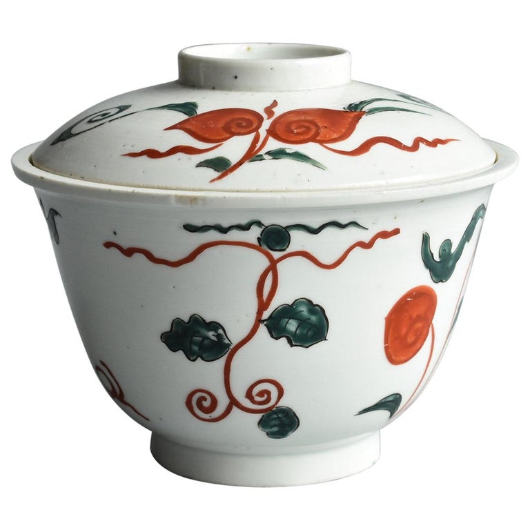 Qing Dynasty, Chinese Antique Porcelain / Rice Bowl with Lid, 19th