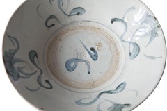 Qing Dynasty Chinese Blue & White Porcelain / Ceramic Plate, c. 1850