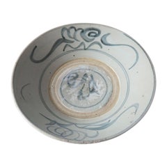 Qing Dynasty Chinese Blue & White Porcelain / Ceramic Plate, c. 1850