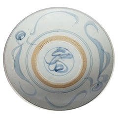 Qing Dynasty Chinese Blue & White Porcelain Plate with Wonderful Strokes, C.1850