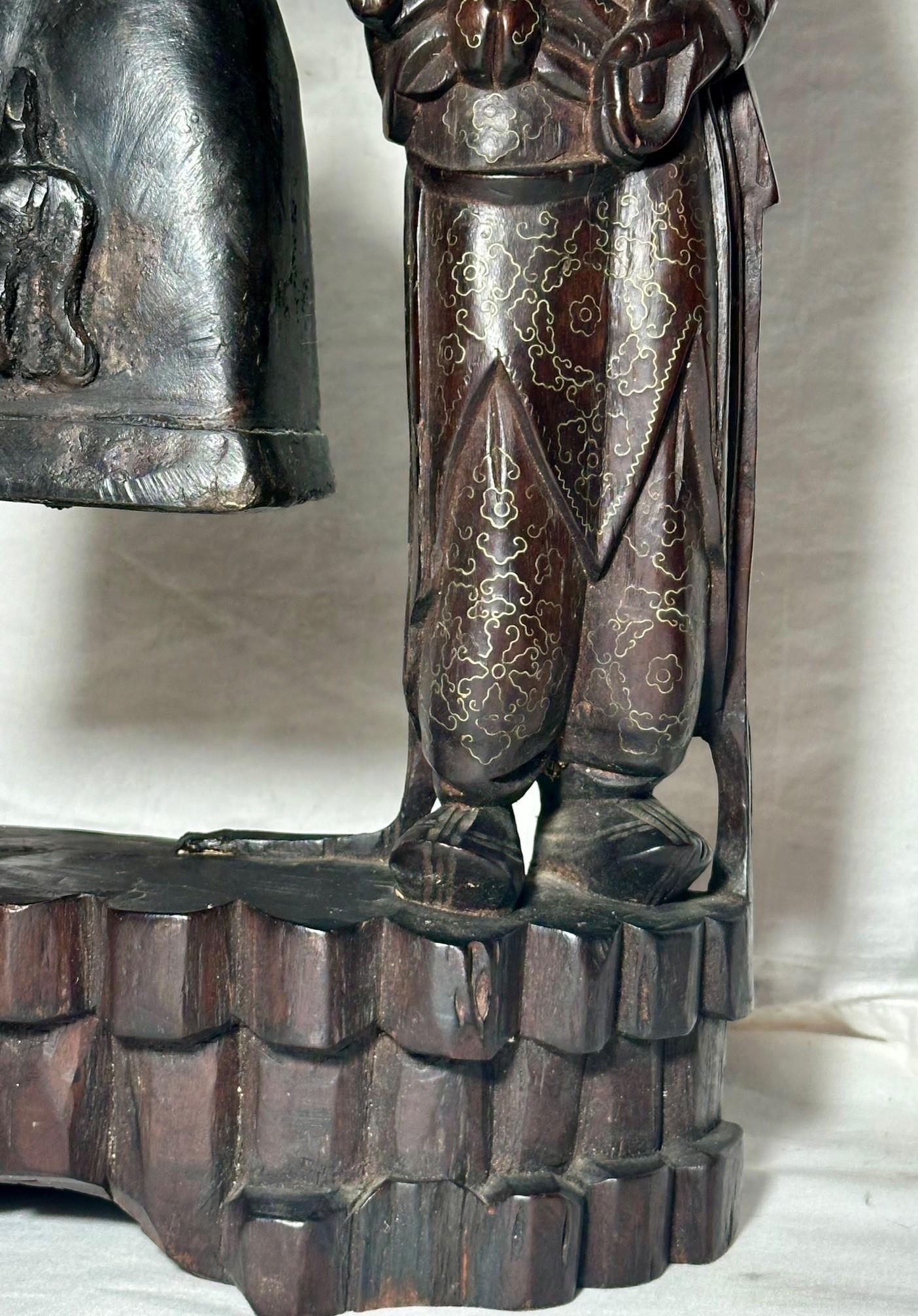 Qing Dynasty Chinese Buddhist Wood Carved Portable Shrine with Bronze Bell. For Sale 3