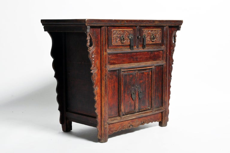 Qing Dynasty Chinese Butterfly Cabinet With Original Patina For
