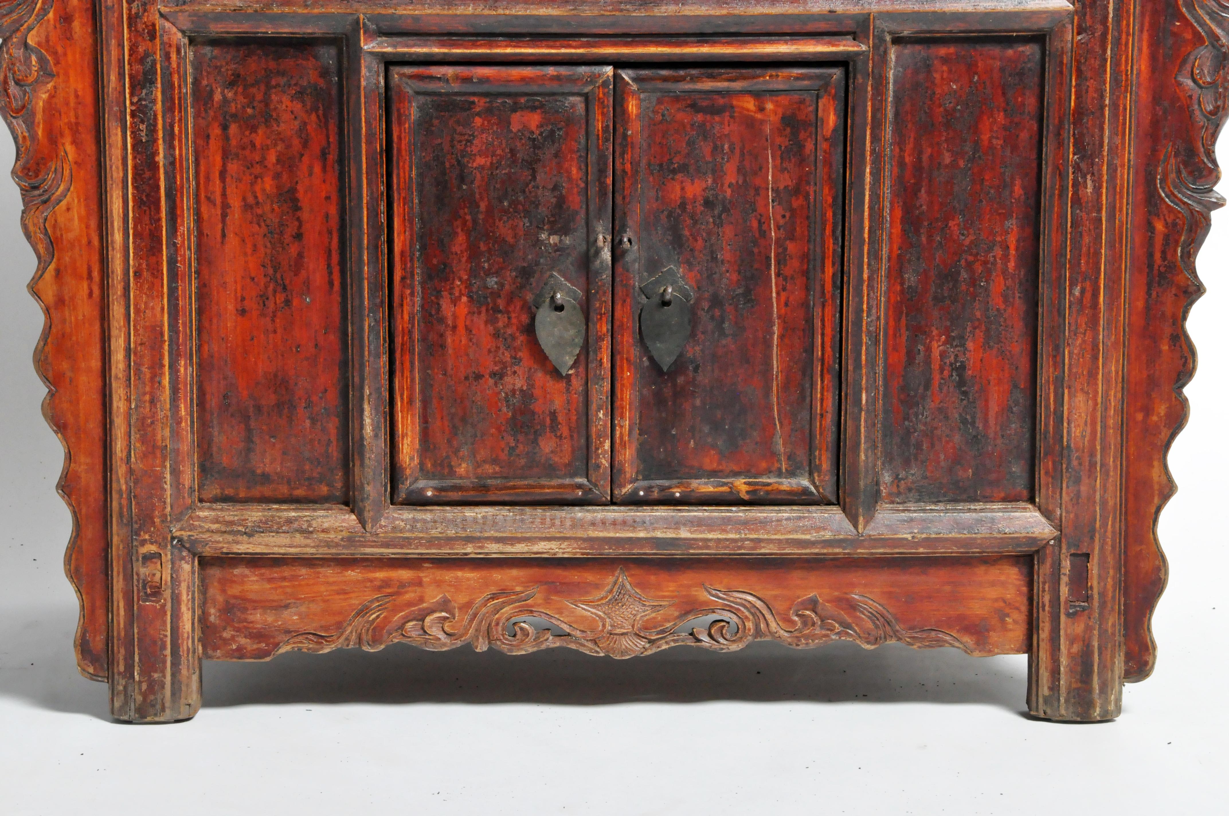 19th Century Qing Dynasty Chinese Butterfly Cabinet with Original Patina
