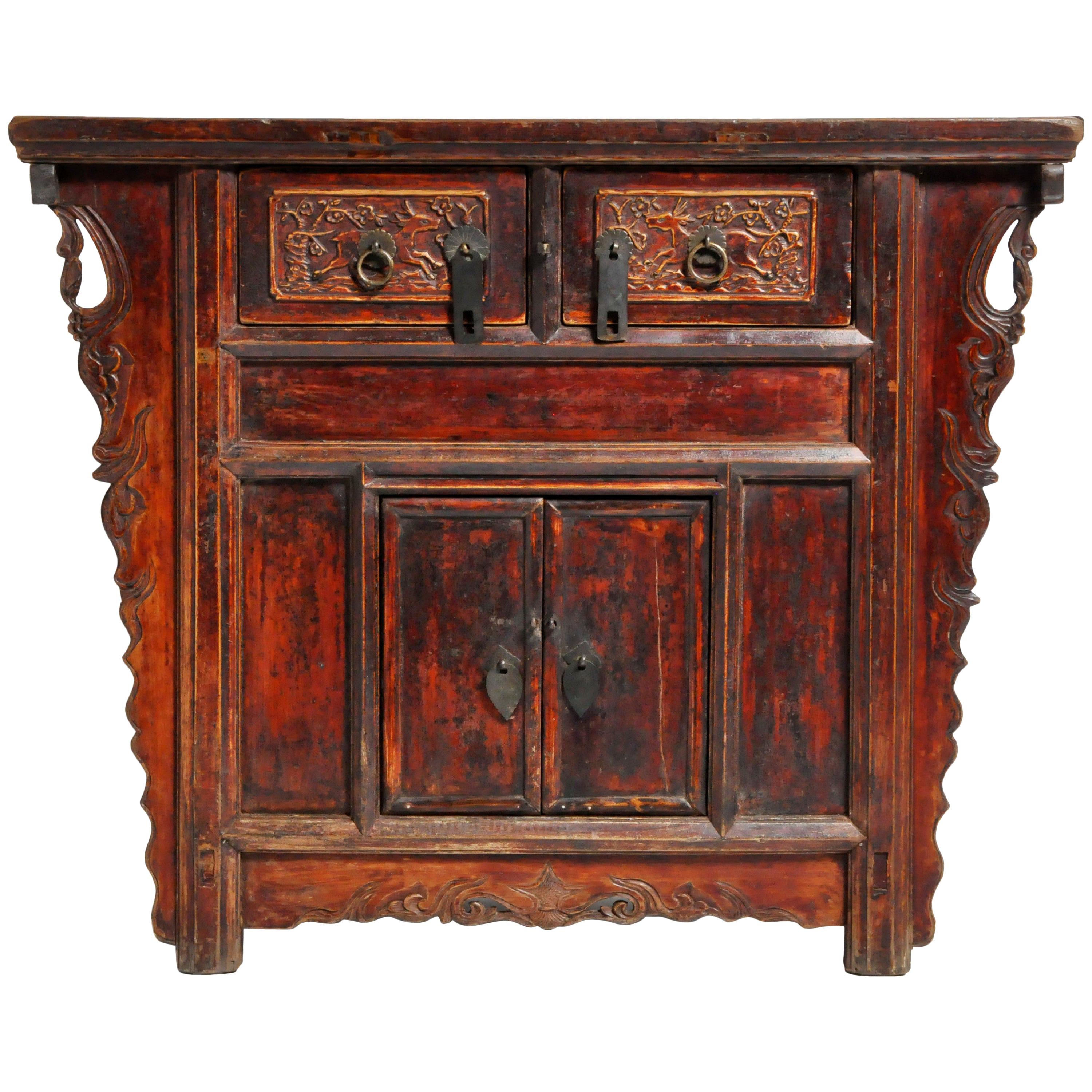 Qing Dynasty Chinese Butterfly Cabinet with Original Patina