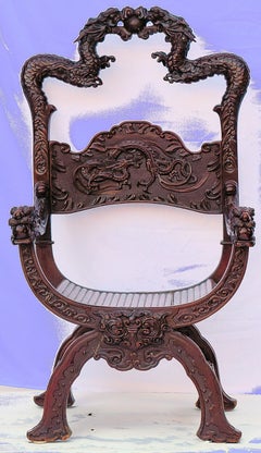 Qing Dynasty Chinese Dragon Throne Chair, circa 1890