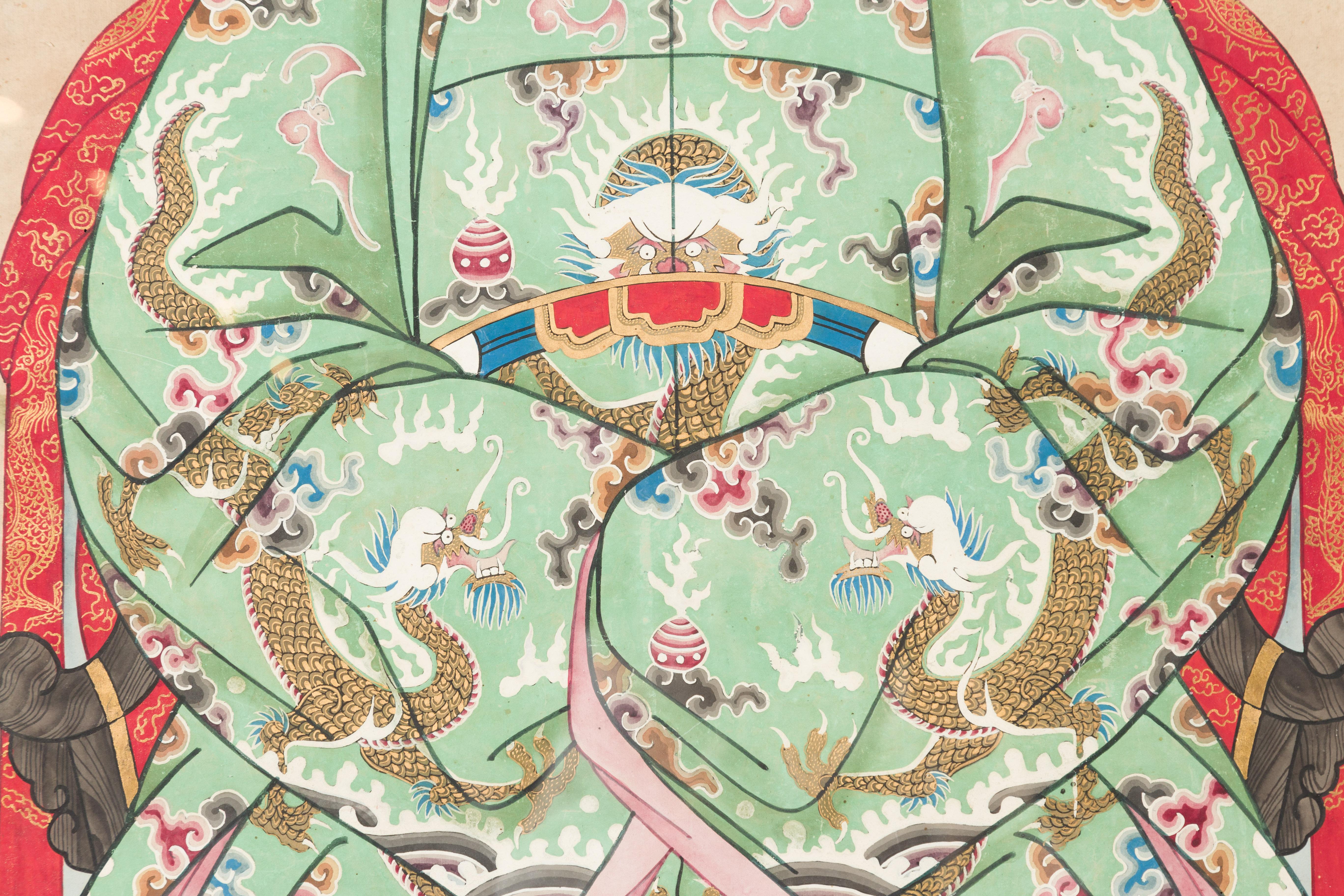 Chinesisches Gemälde einer königlichen Familie aus der Qing-Dynastie mit Drachenmotiven im Angebot 6