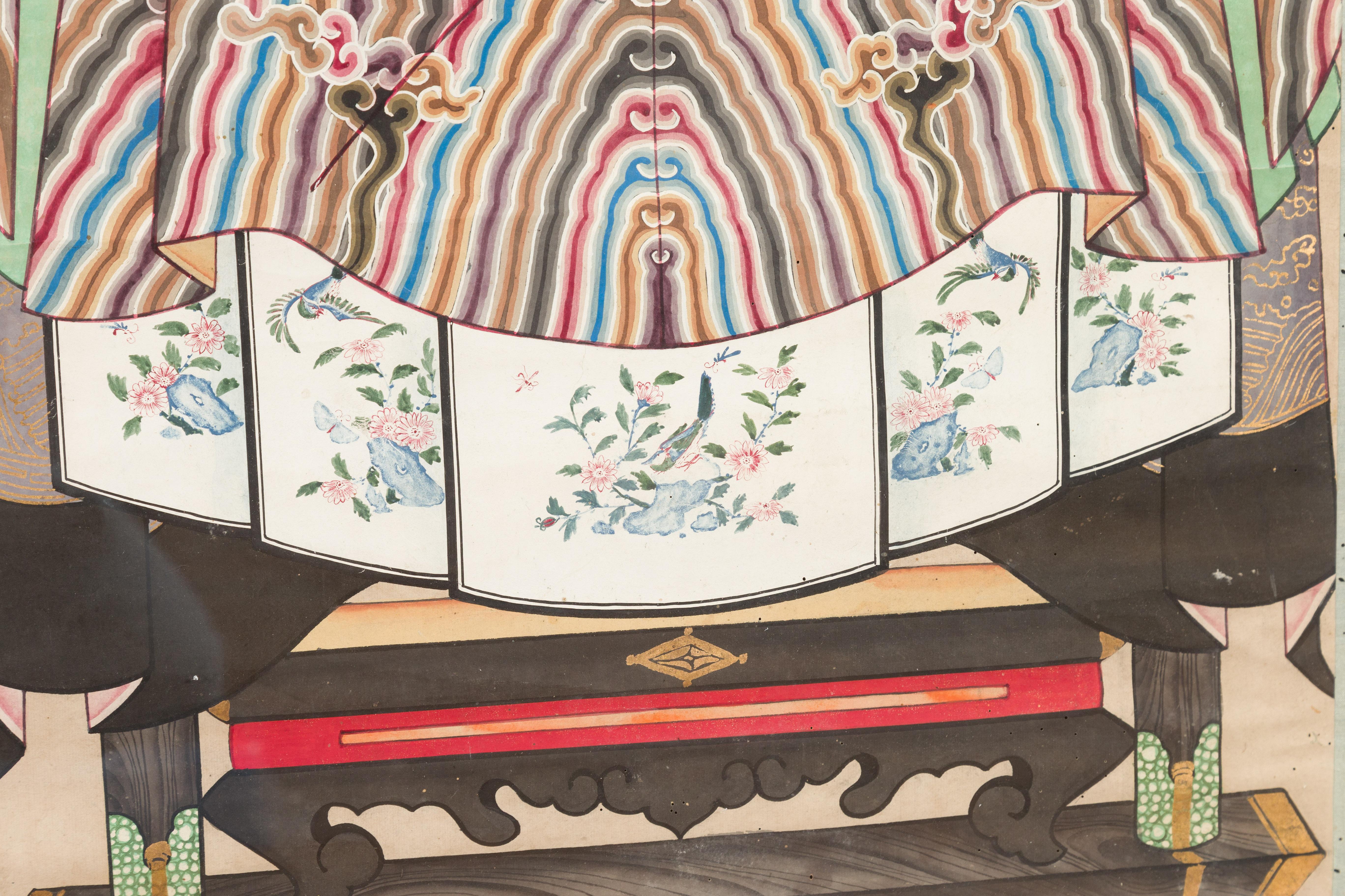 Chinesisches Gemälde einer königlichen Familie aus der Qing-Dynastie mit Drachenmotiven im Angebot 9