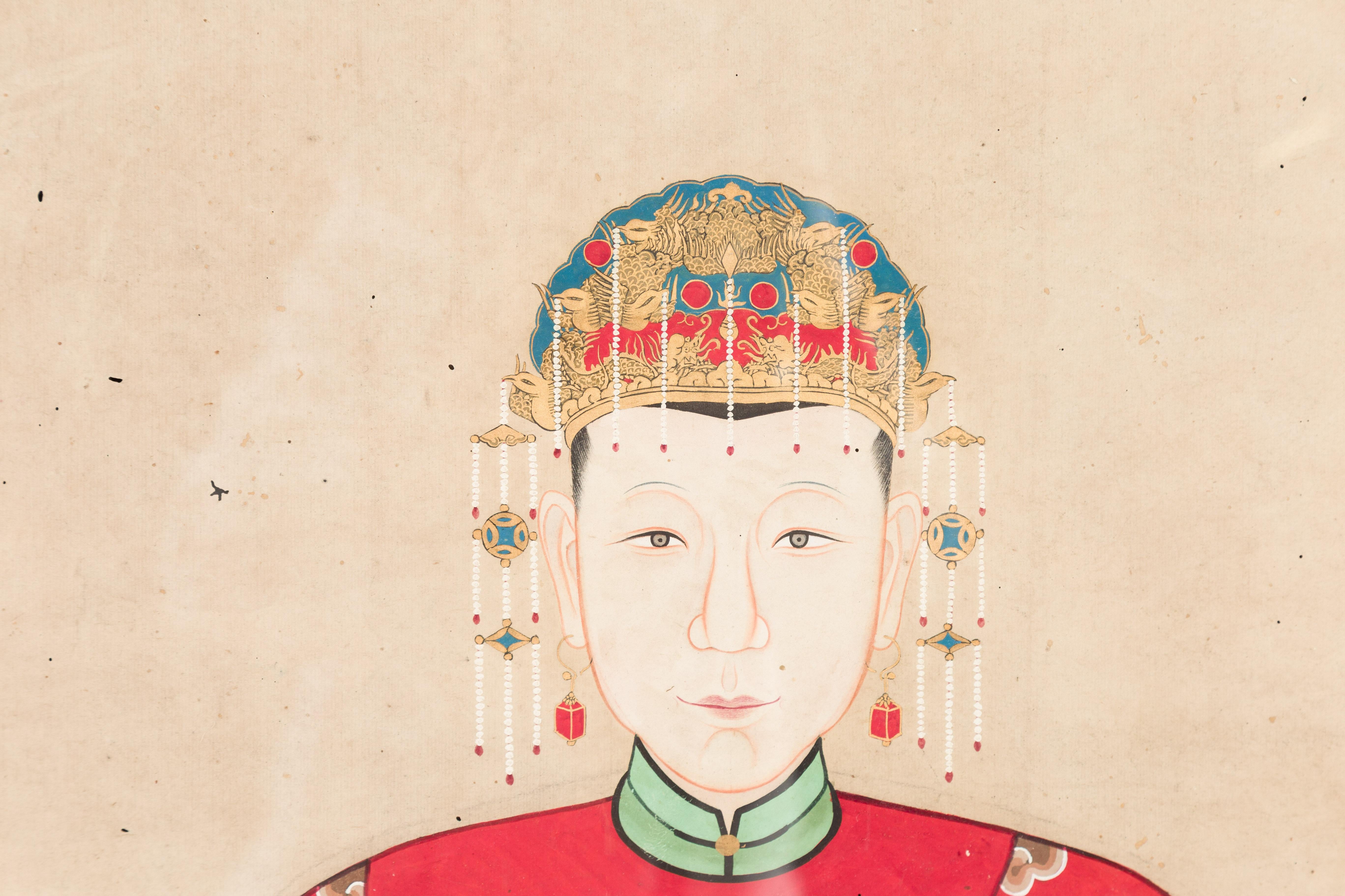 Chinesisches Gemälde einer königlichen Familie aus der Qing-Dynastie mit Drachenmotiven im Angebot 12