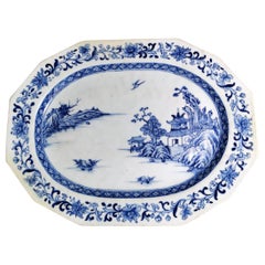 Qing Dynasty Chinese Porcelain Tray with Hand Painted in Cobalt Blue