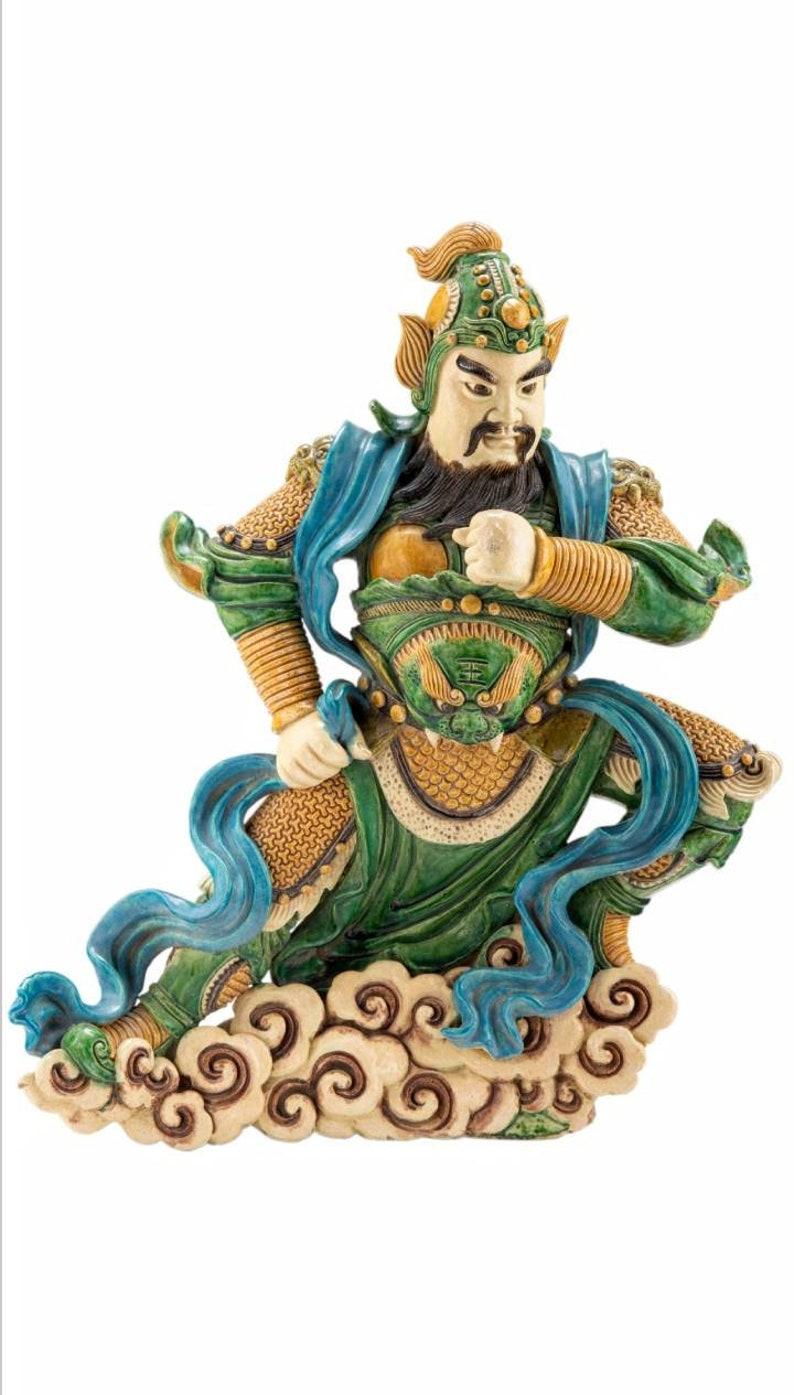 Qing Dynasty Chinese Sancai Temple Guardian Figure For Sale 3