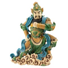 Qing Dynasty Chinese Sancai Temple Guardian Figure