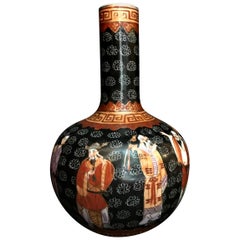 Qing Dynasty Chinese Wuca Bottle Vase with Immortals