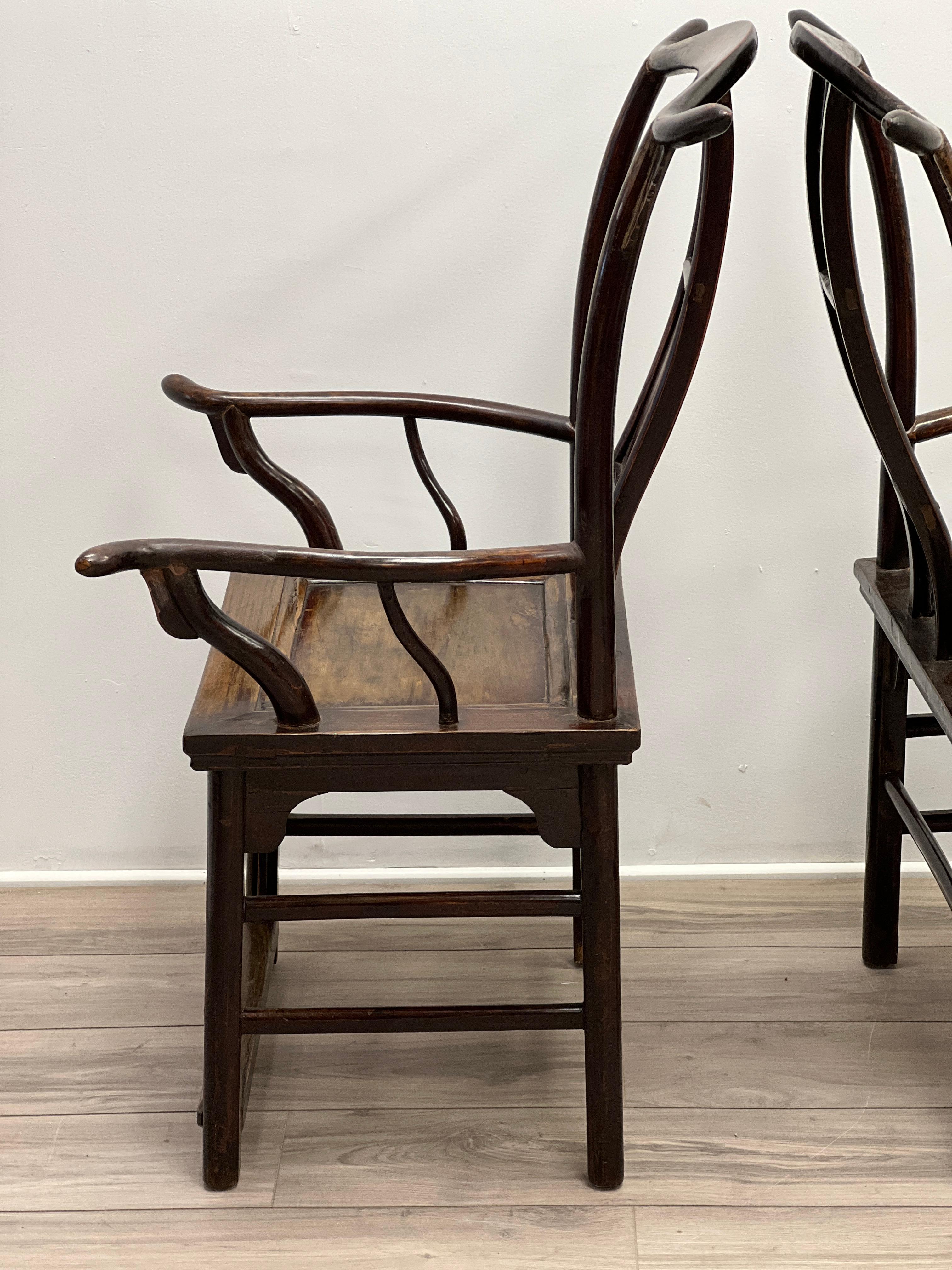 Qing Dynasty Chinese Yoke back Officials Hat Chairs 4