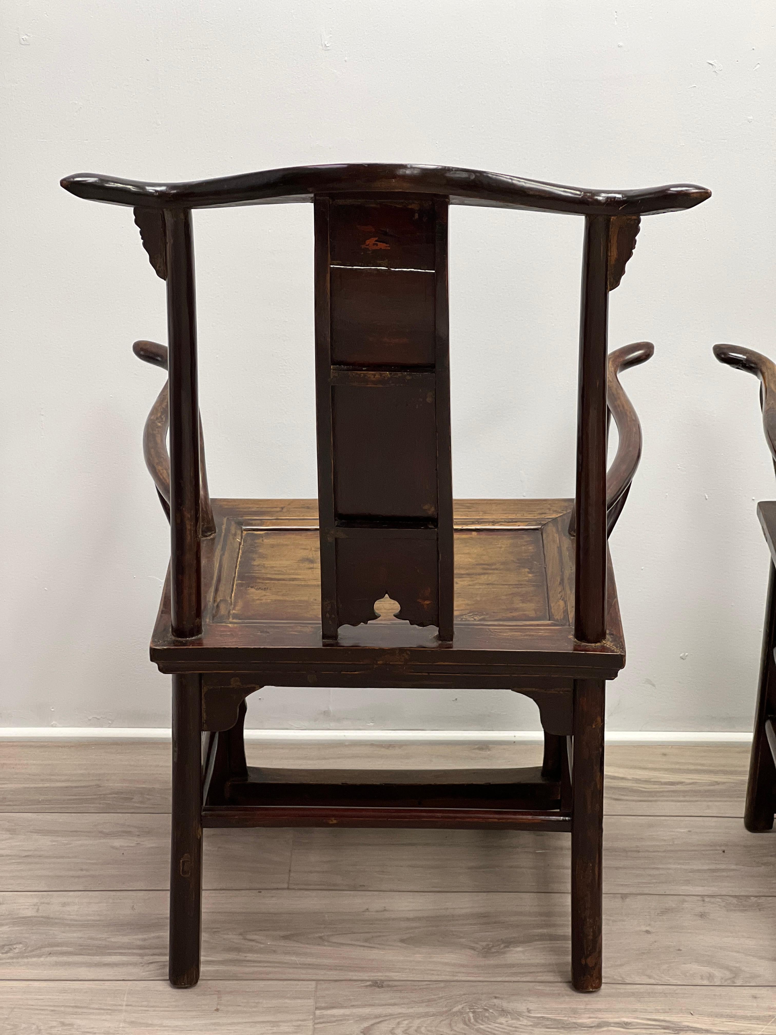 Qing Dynasty Chinese Yoke back Officials Hat Chairs 11
