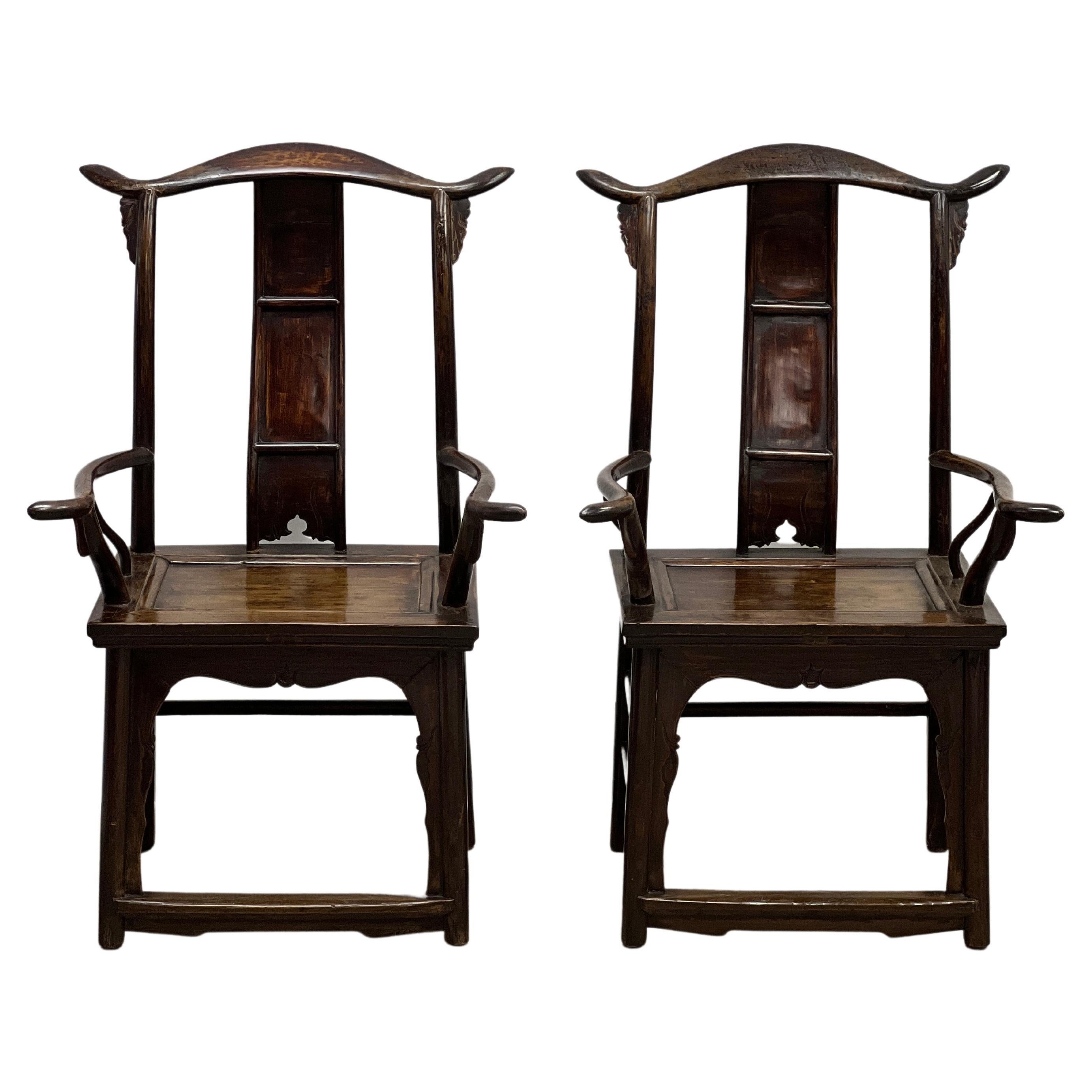 Qing Dynasty Chinese Yoke back Officials Hat Chairs