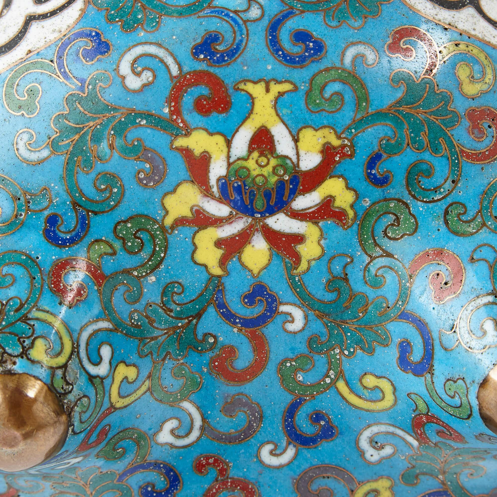 Qing Dynasty Cloisonné Enamel Chinese Vase with Arabic Inscriptions For Sale 1