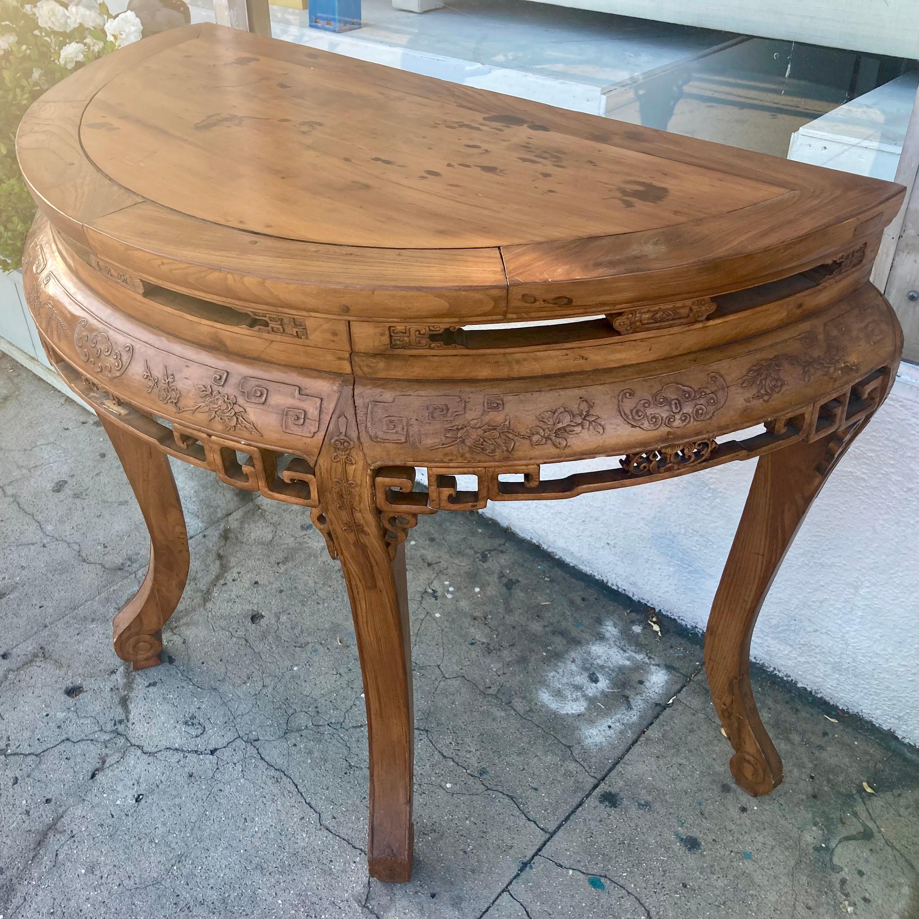 Bois Console Demi Lune de la dynastie Qing #1 en vente