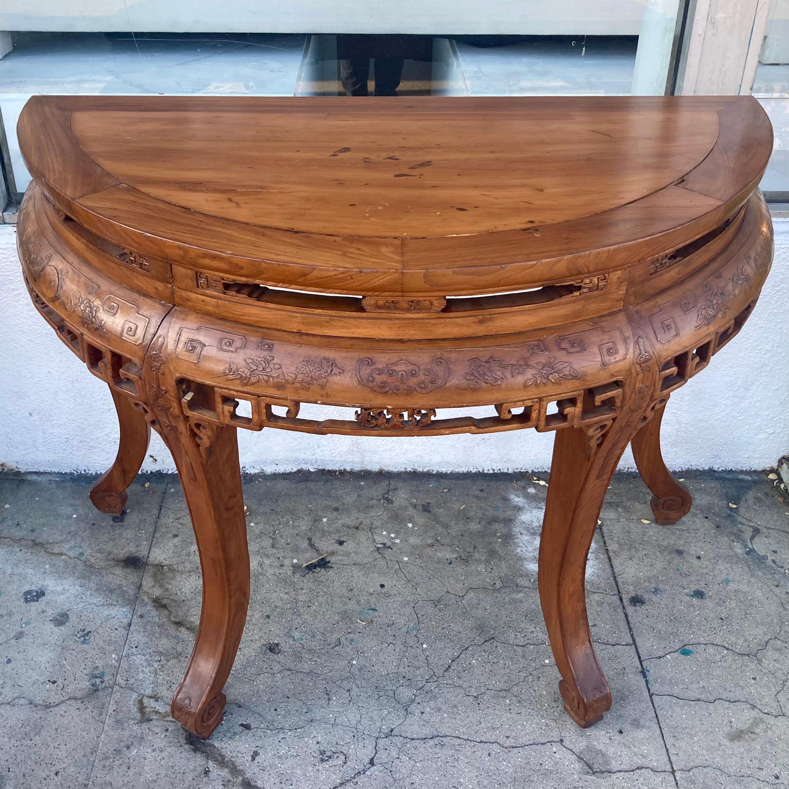 Cinese Console Demi Lune della dinastia Qing #2 in vendita