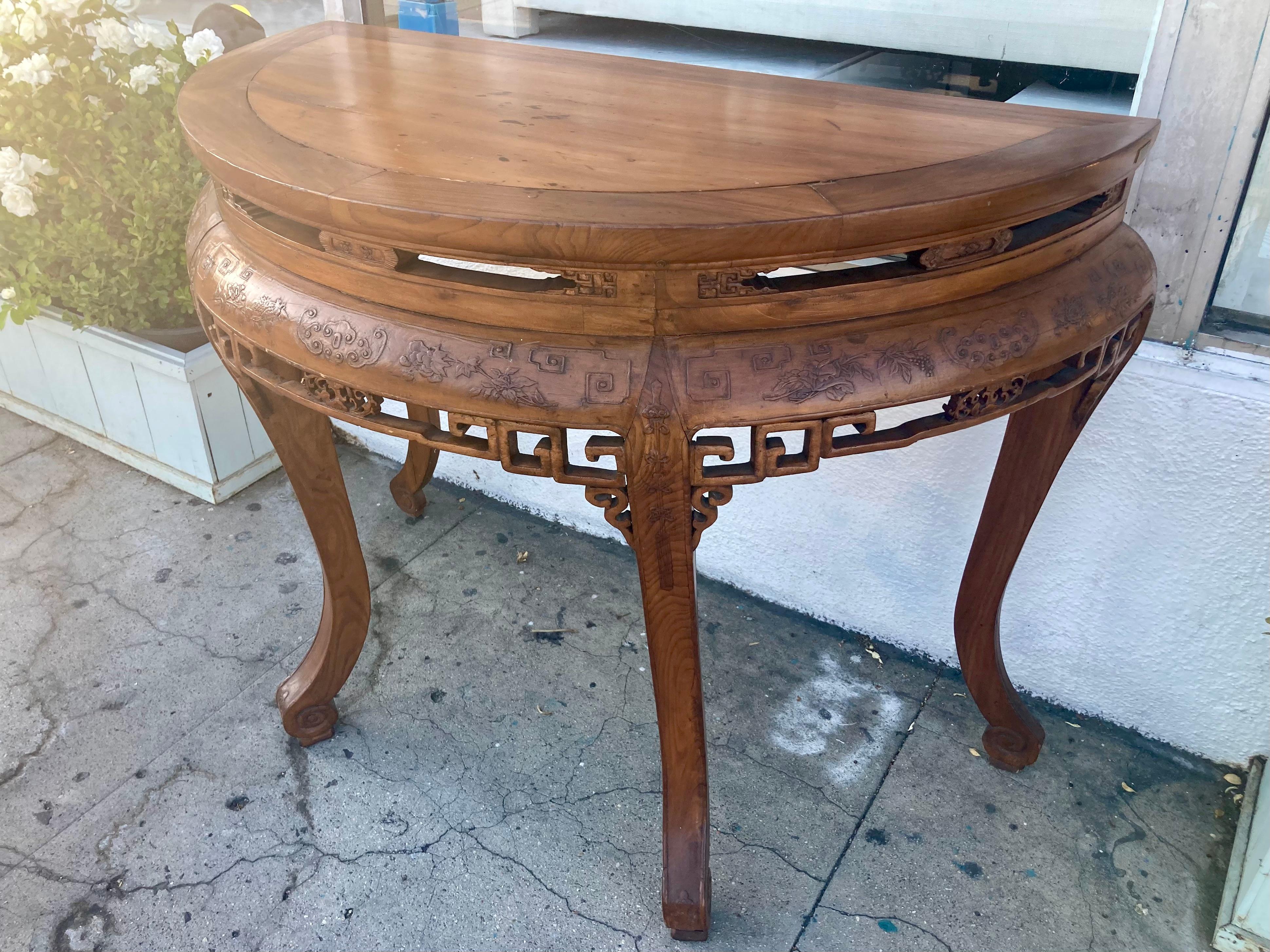 XIX secolo Console Demi Lune della dinastia Qing #2 in vendita