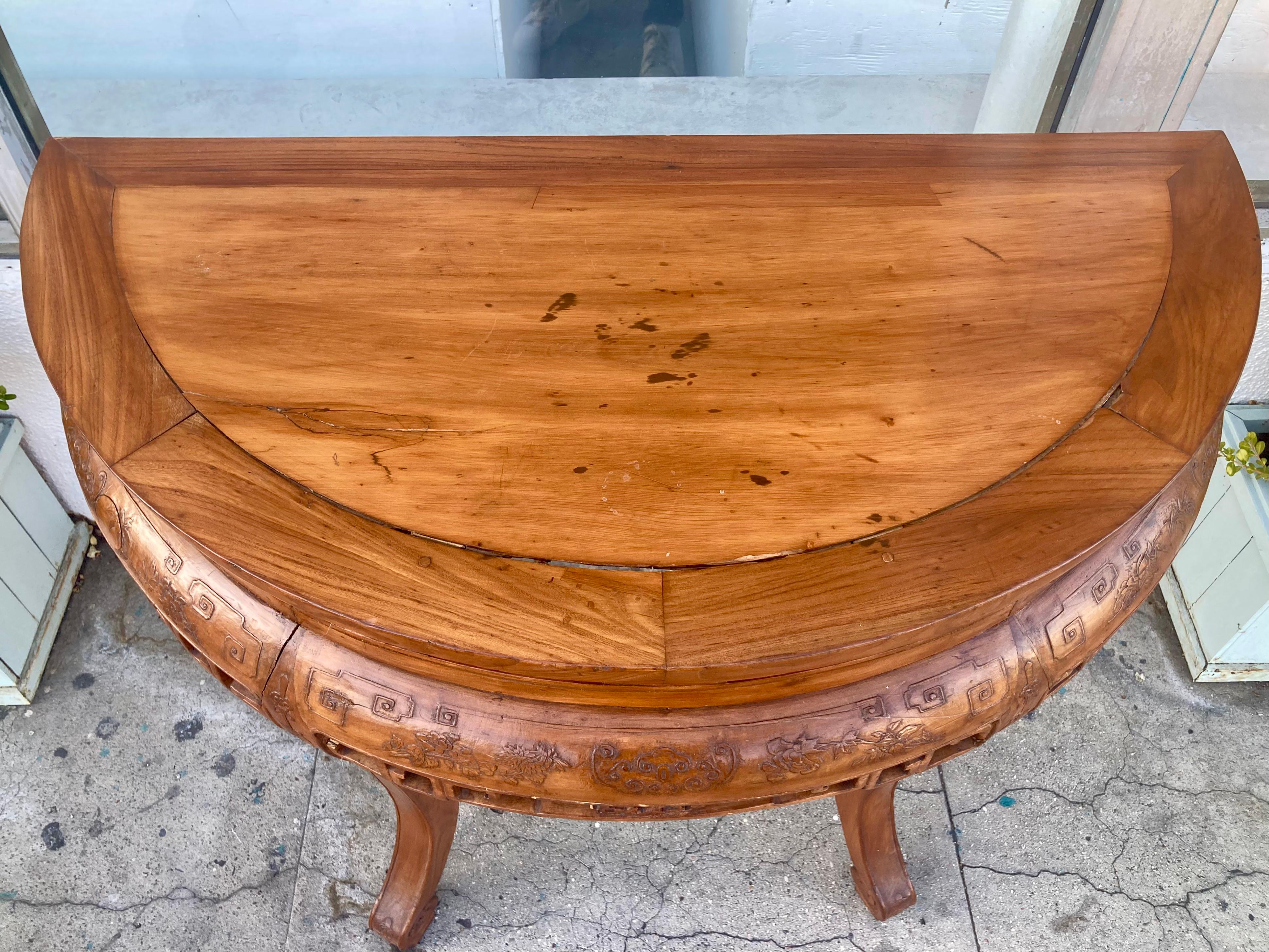 Legno Console Demi Lune della dinastia Qing #2 in vendita