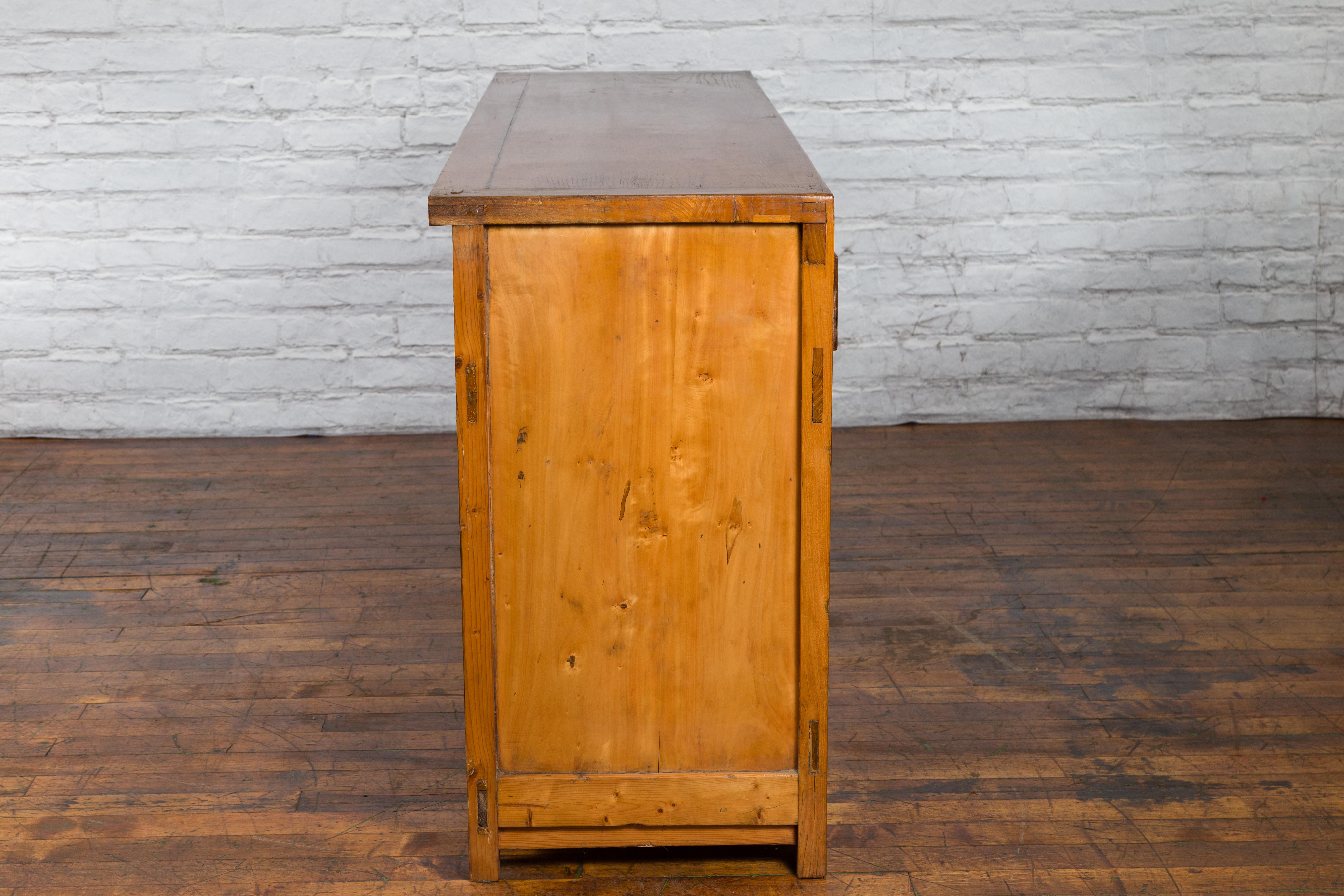 Qing Dynasty Elm Sideboard with Four Drawers over Four Doors and Natural Patina For Sale 6