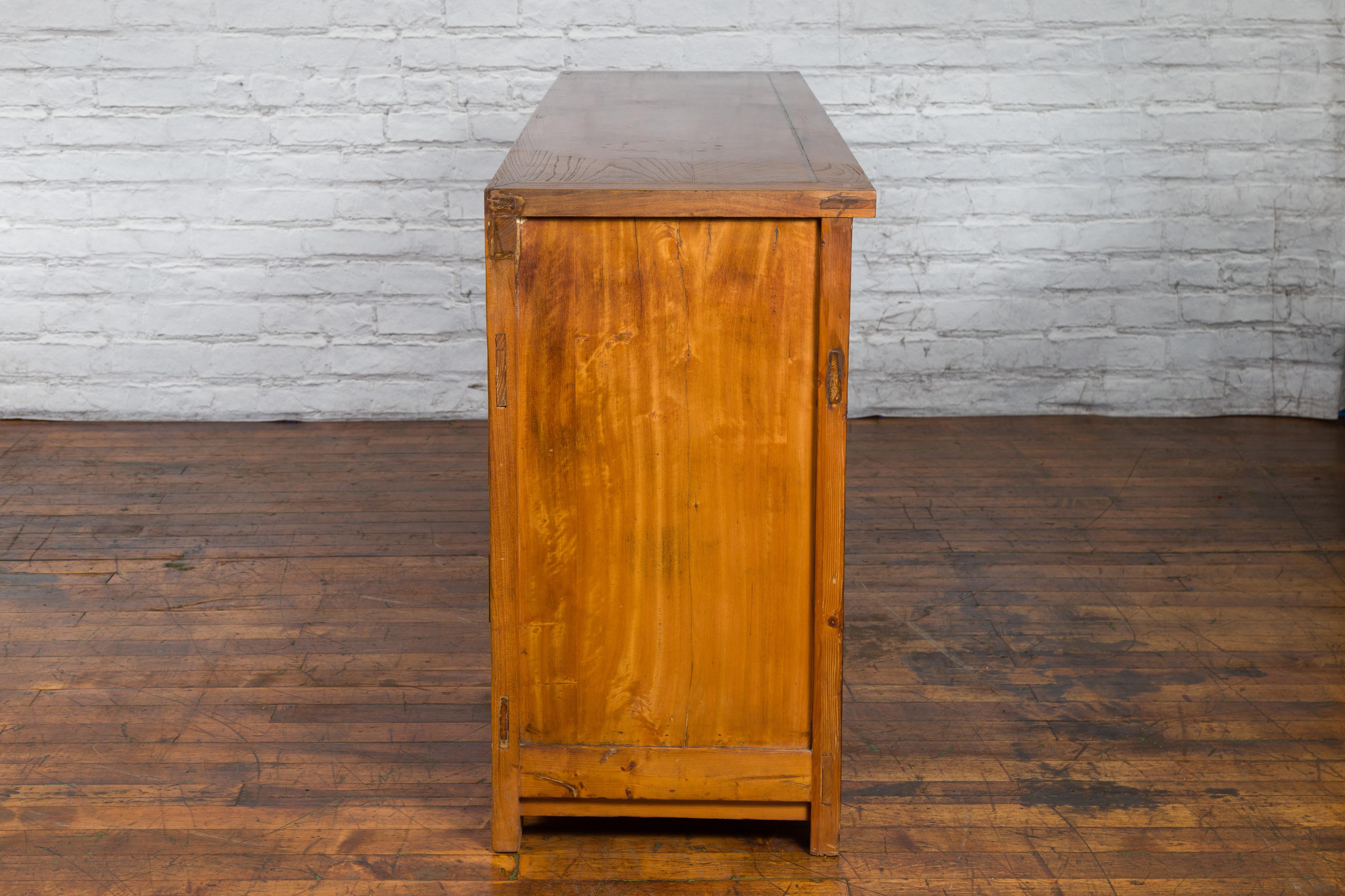 Qing Dynasty Elm Sideboard with Four Drawers over Four Doors and Natural Patina For Sale 9