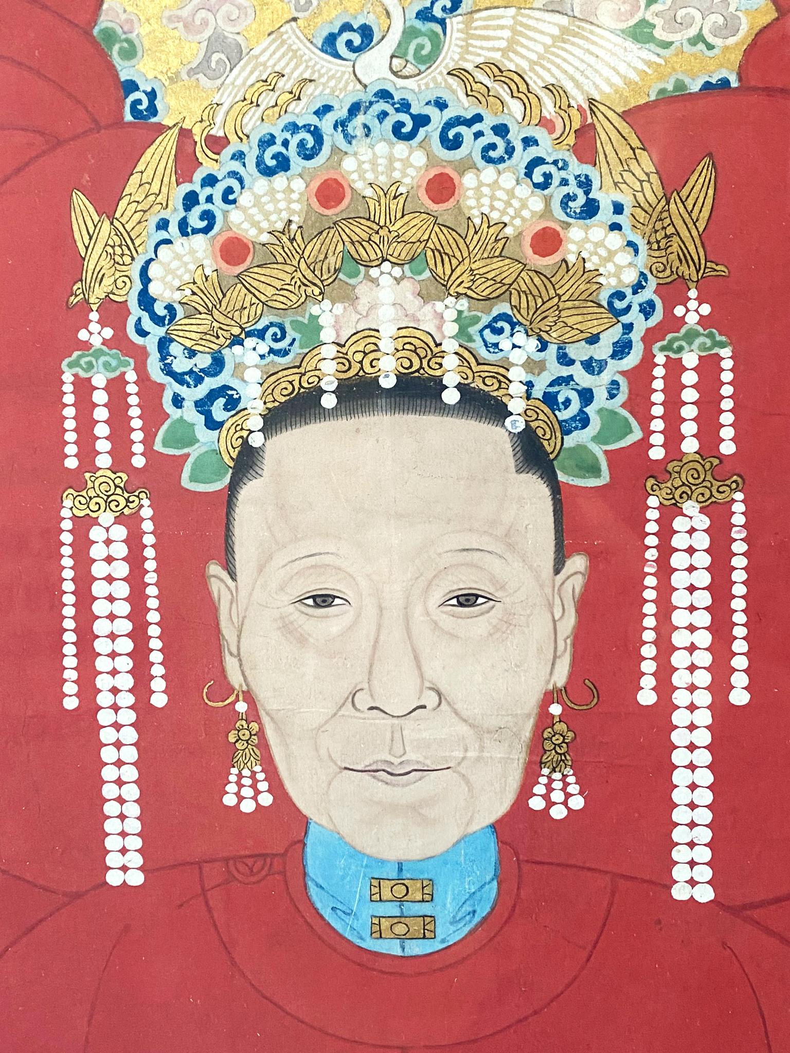 Qing Dynasty Era Ancestral Portrait In Fair Condition In New York, NY