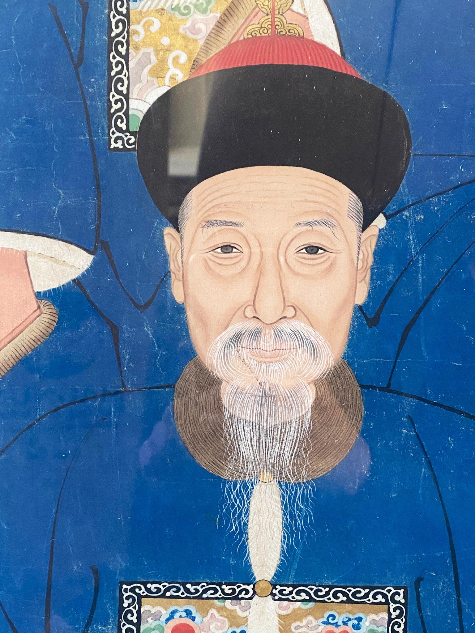 Hand-Painted Qing Dynasty Era Ancestral Portrait