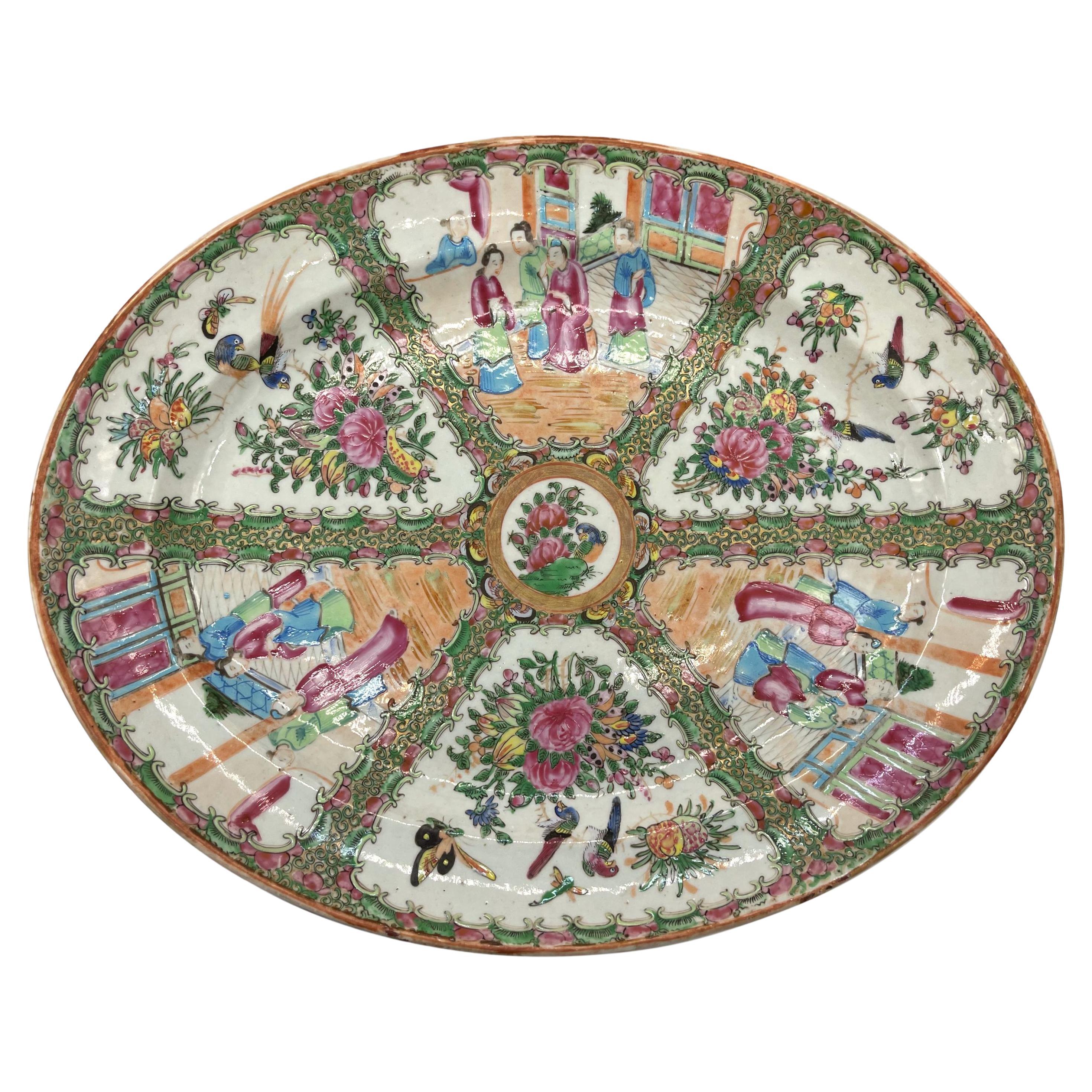Qing Dynasty Famille Rose Medallion Platter, Canton, ca. 1880