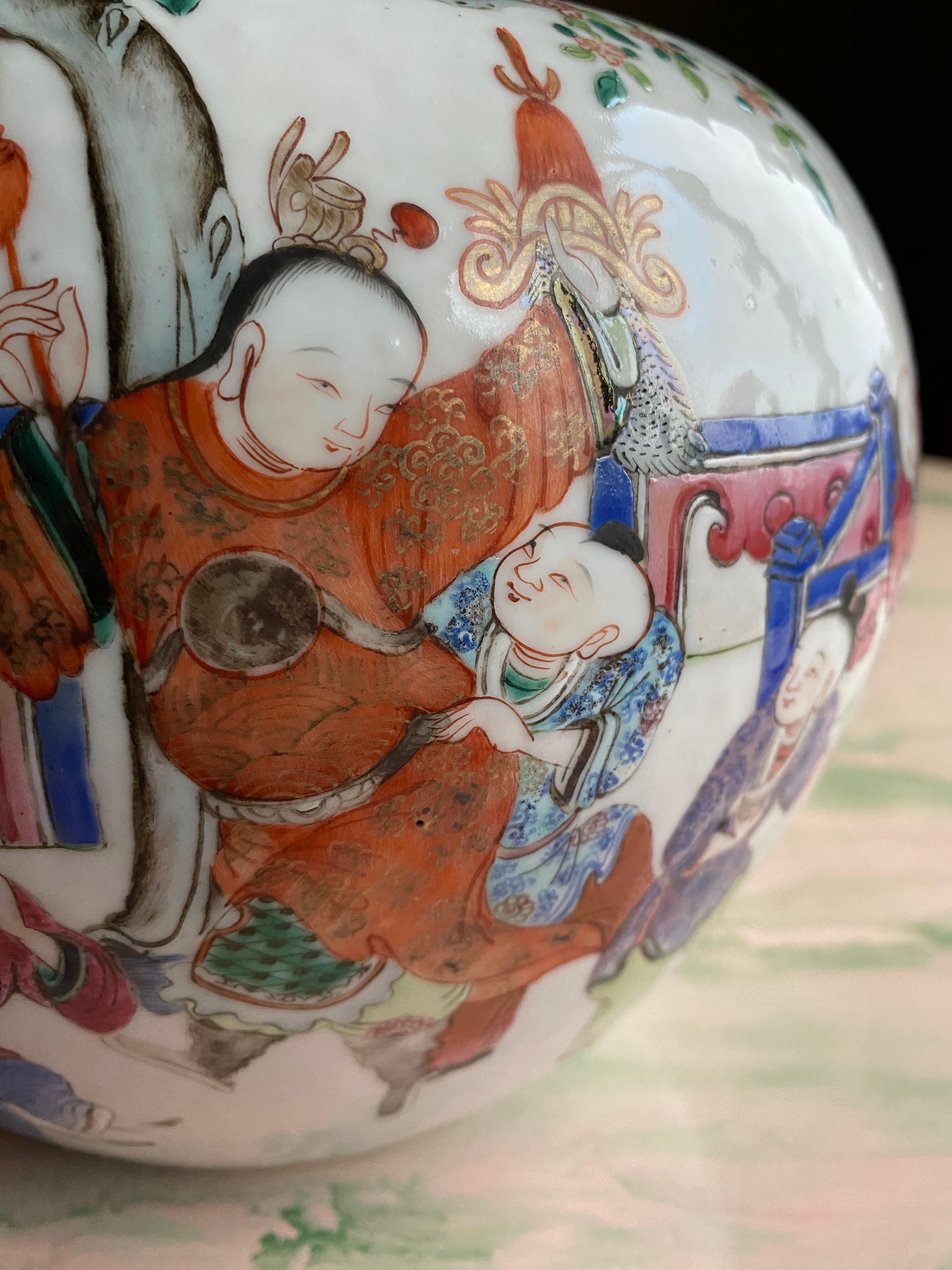 Grande barattolo di zenzero in porcellana Famille Rose della dinastia Qing in vendita 6