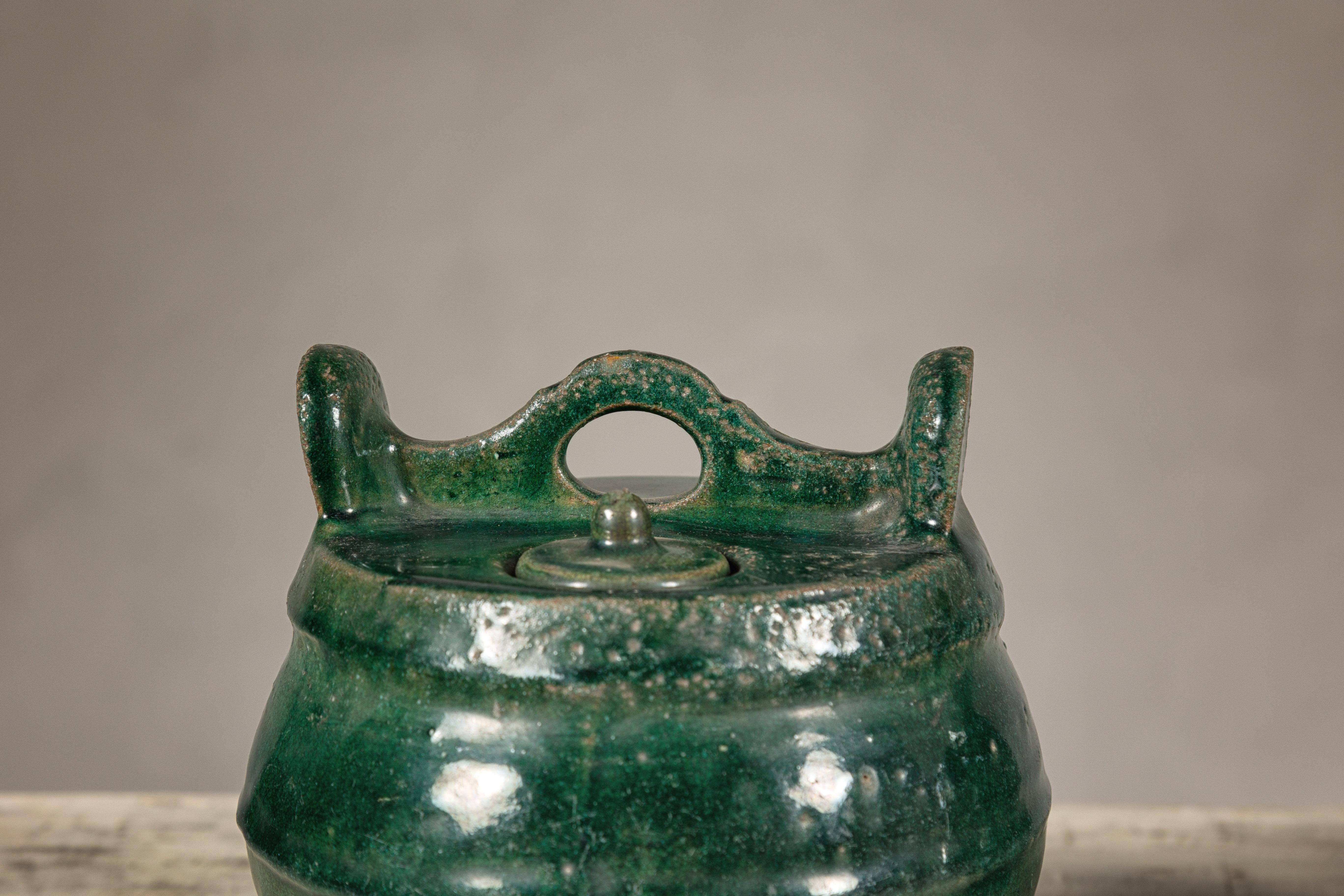 Qing Dynasty Green Glaze Late 19th Century Shiwan Ware Pottery Teapots Sold Each For Sale 5