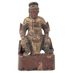 Qing Dynasty Hand-carved Lacquered and Giltwood Guand Di Figure