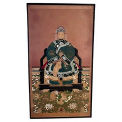 Vintage Qing Dynasty Late 19th Century Chinese Ancestral Portrait of a Seated Woman 