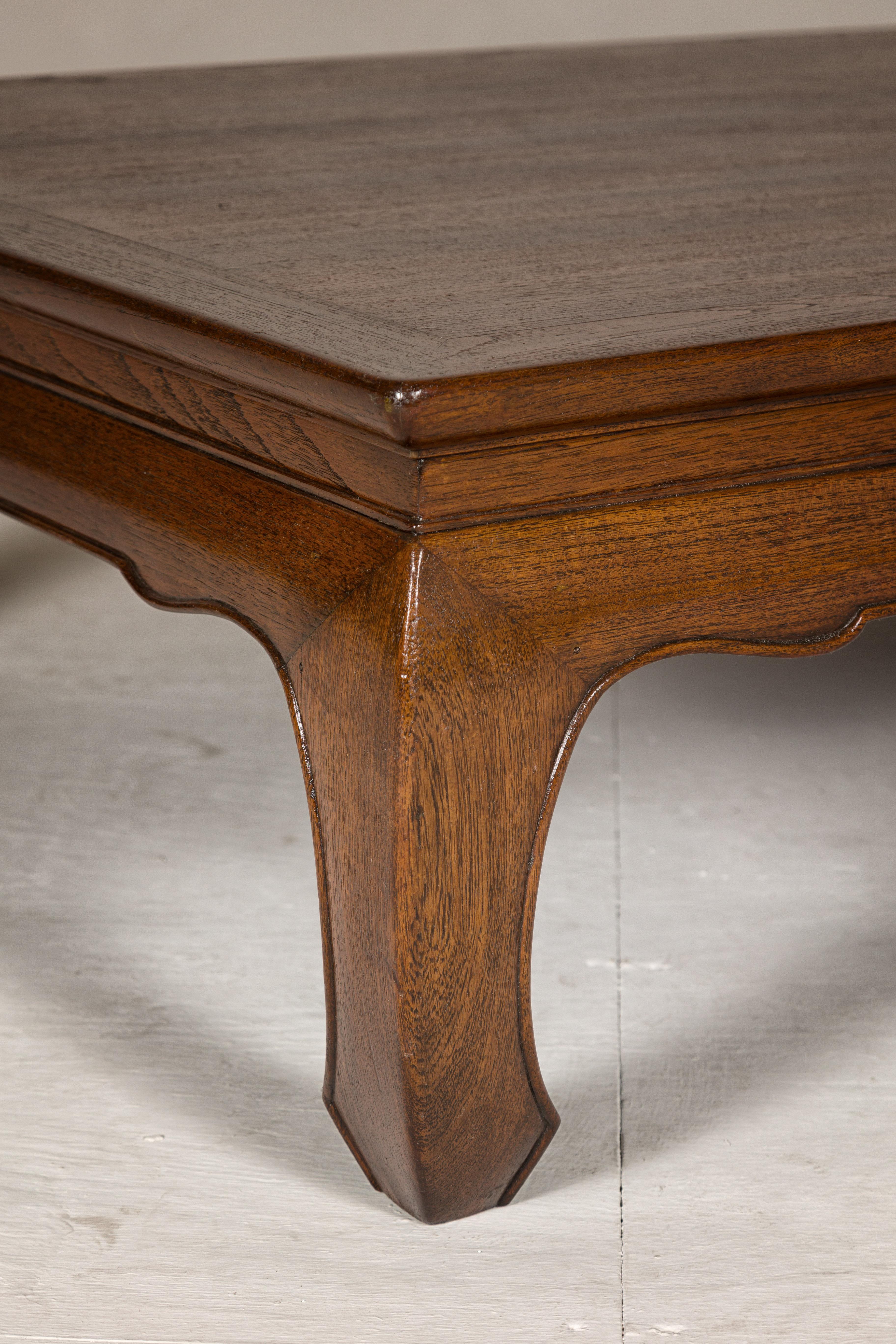 Qing Dynasty Long and Low Kang Coffee Table with Chow Legs and Carved Apron 4