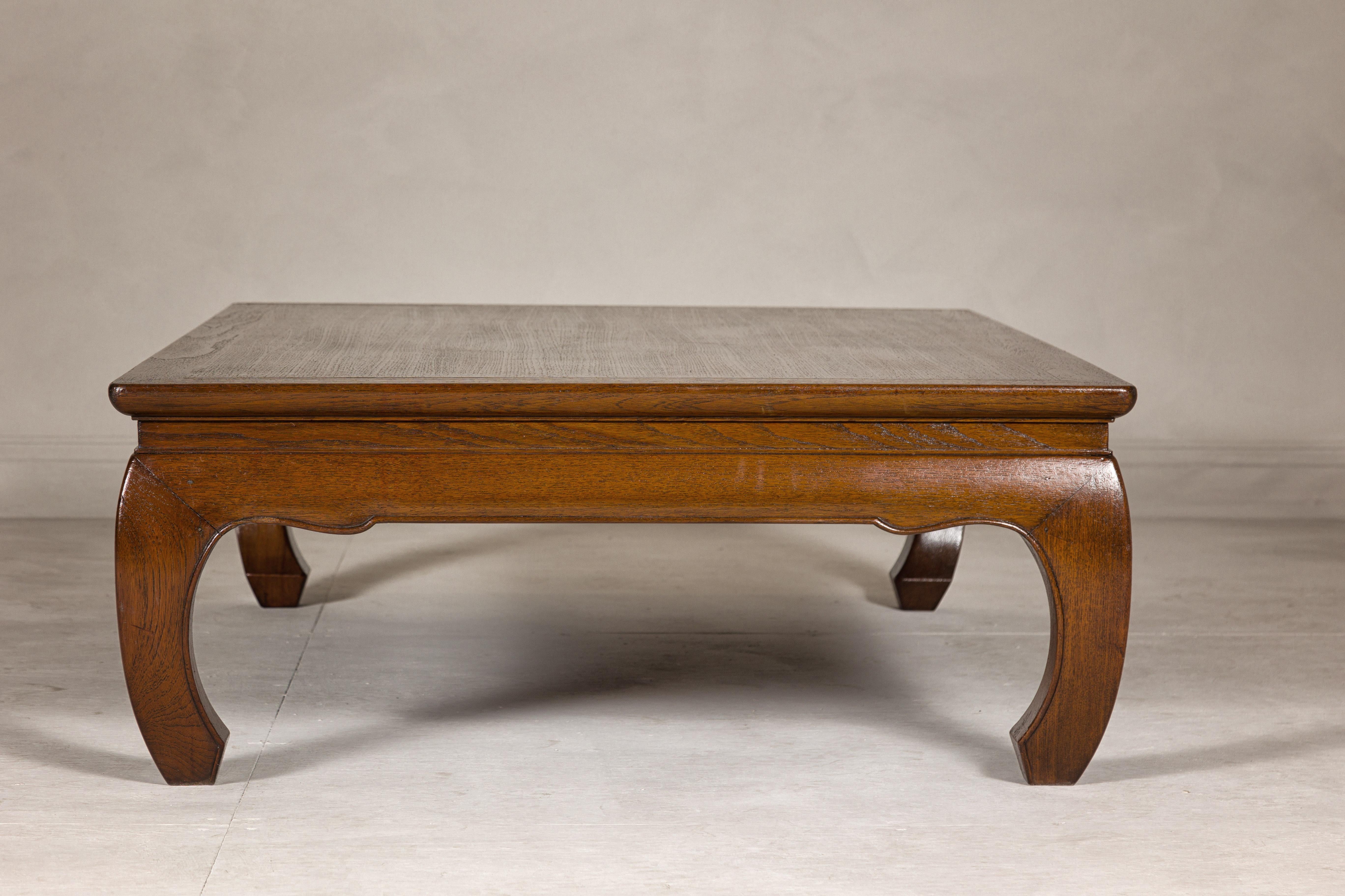 Qing Dynasty Long and Low Kang Coffee Table with Chow Legs and Carved Apron 5