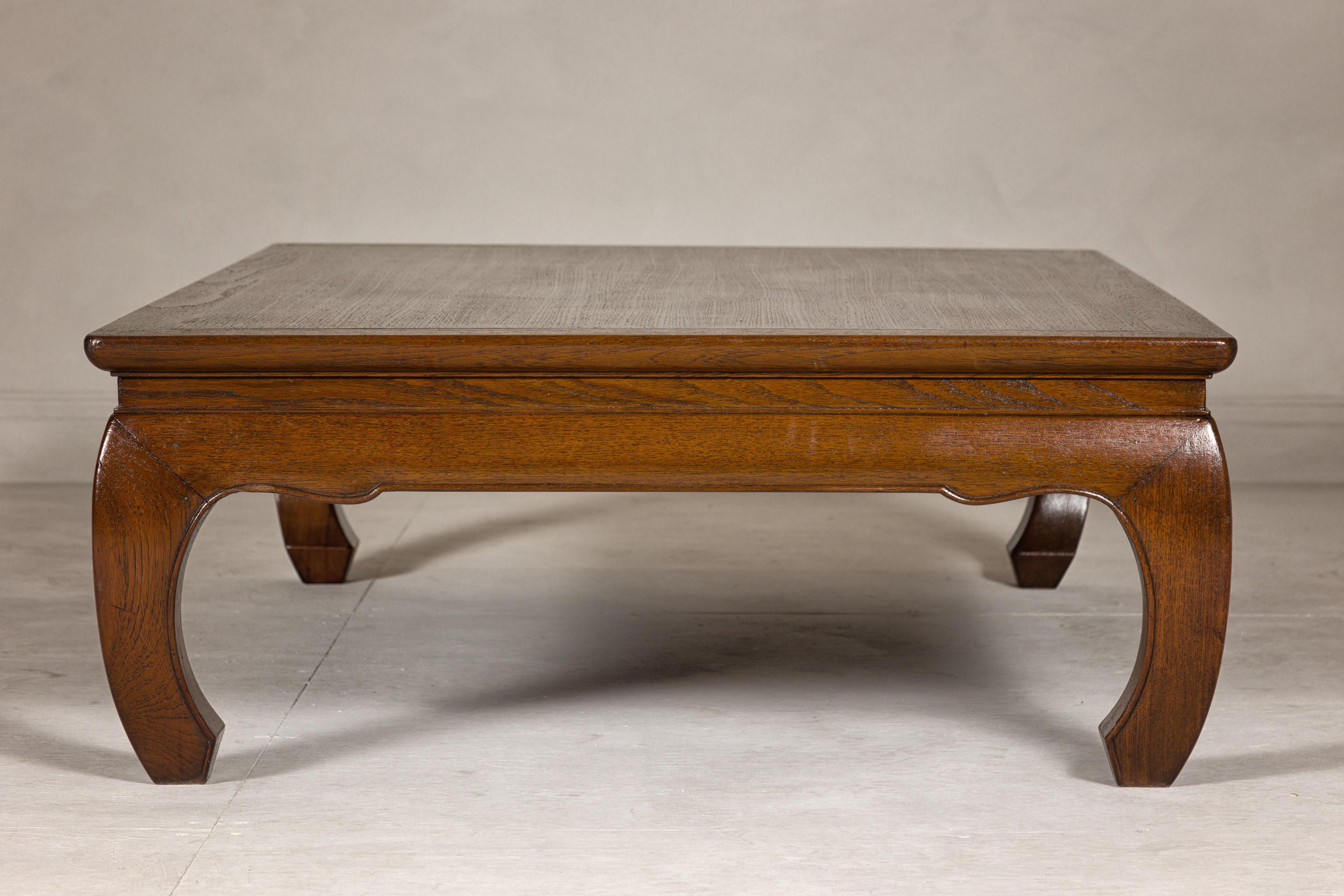 Qing Dynasty Long and Low Kang Coffee Table with Chow Legs and Carved Apron 7