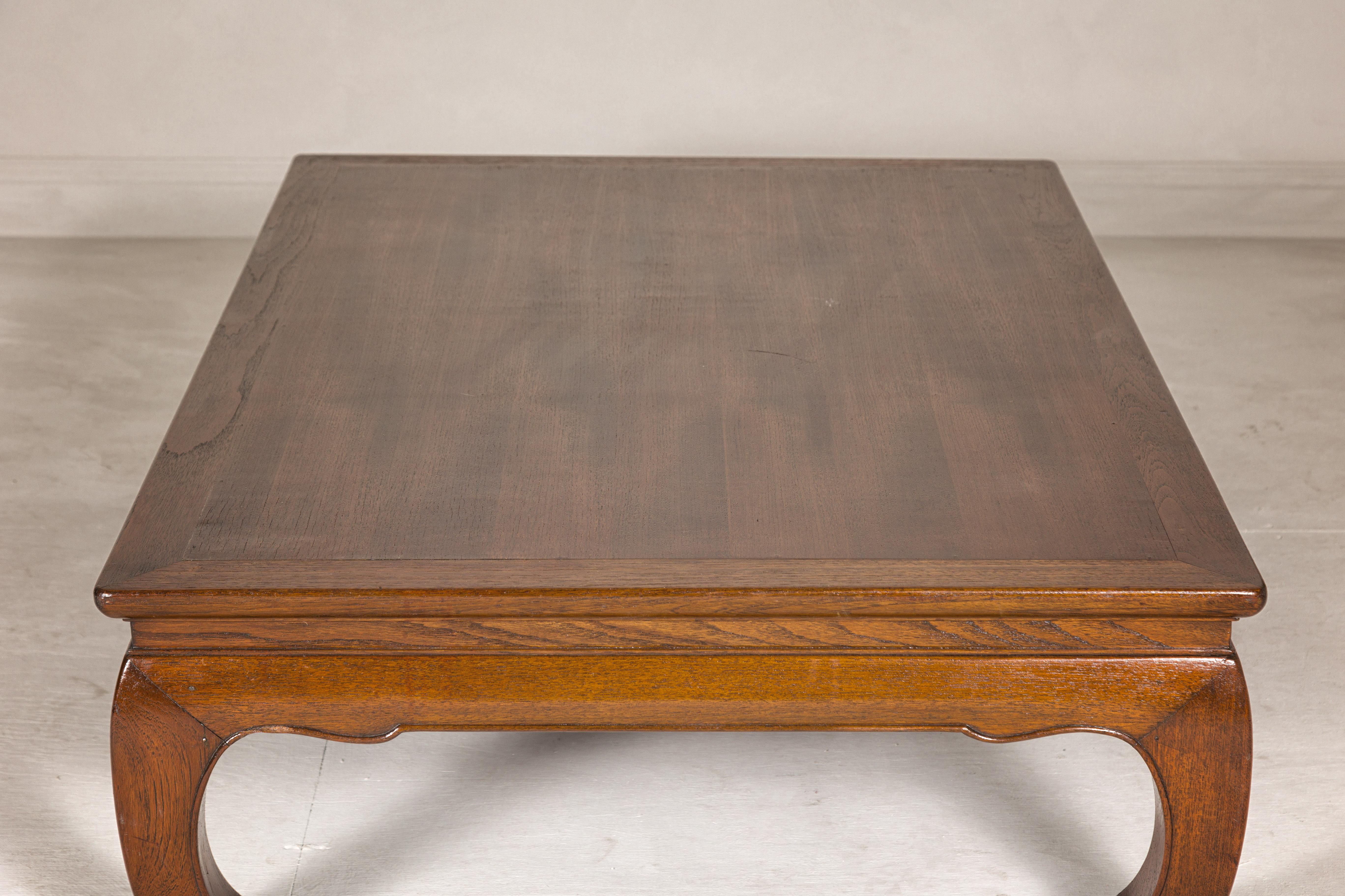 Qing Dynasty Long and Low Kang Coffee Table with Chow Legs and Carved Apron 8