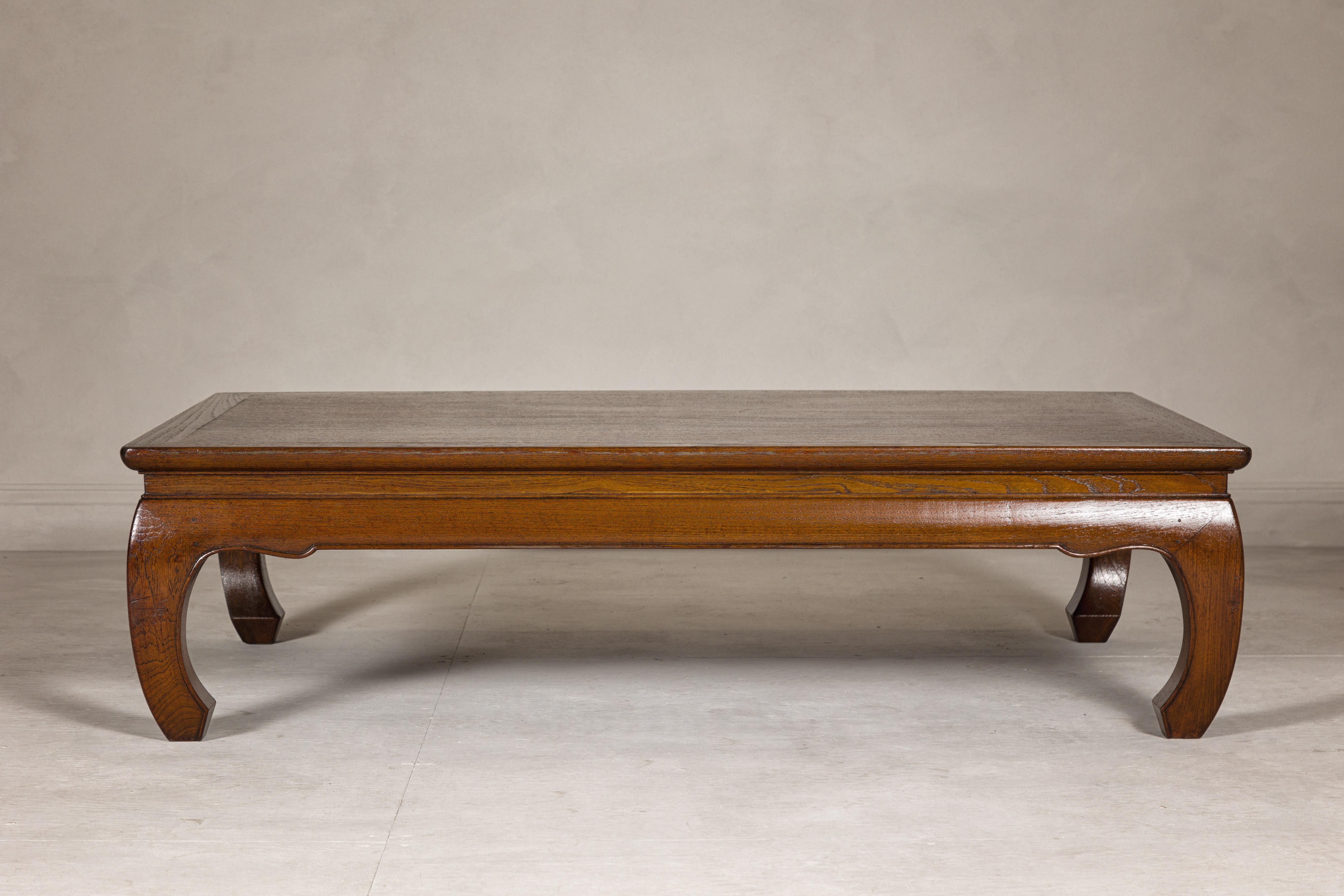 Qing Dynasty Long and Low Kang Coffee Table with Chow Legs and Carved Apron 9