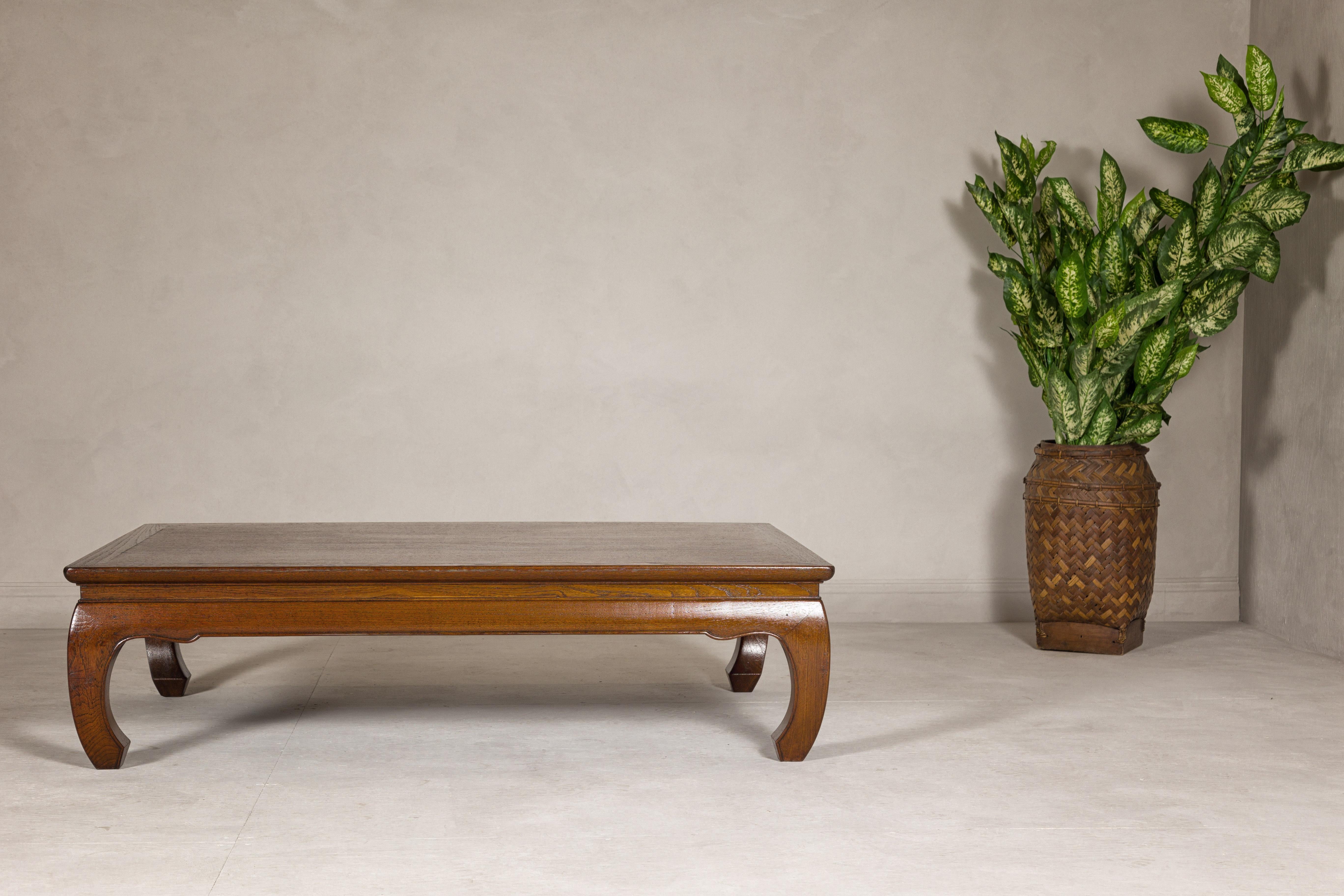 Qing Dynasty Long and Low Kang Coffee Table with Chow Legs and Carved Apron 12