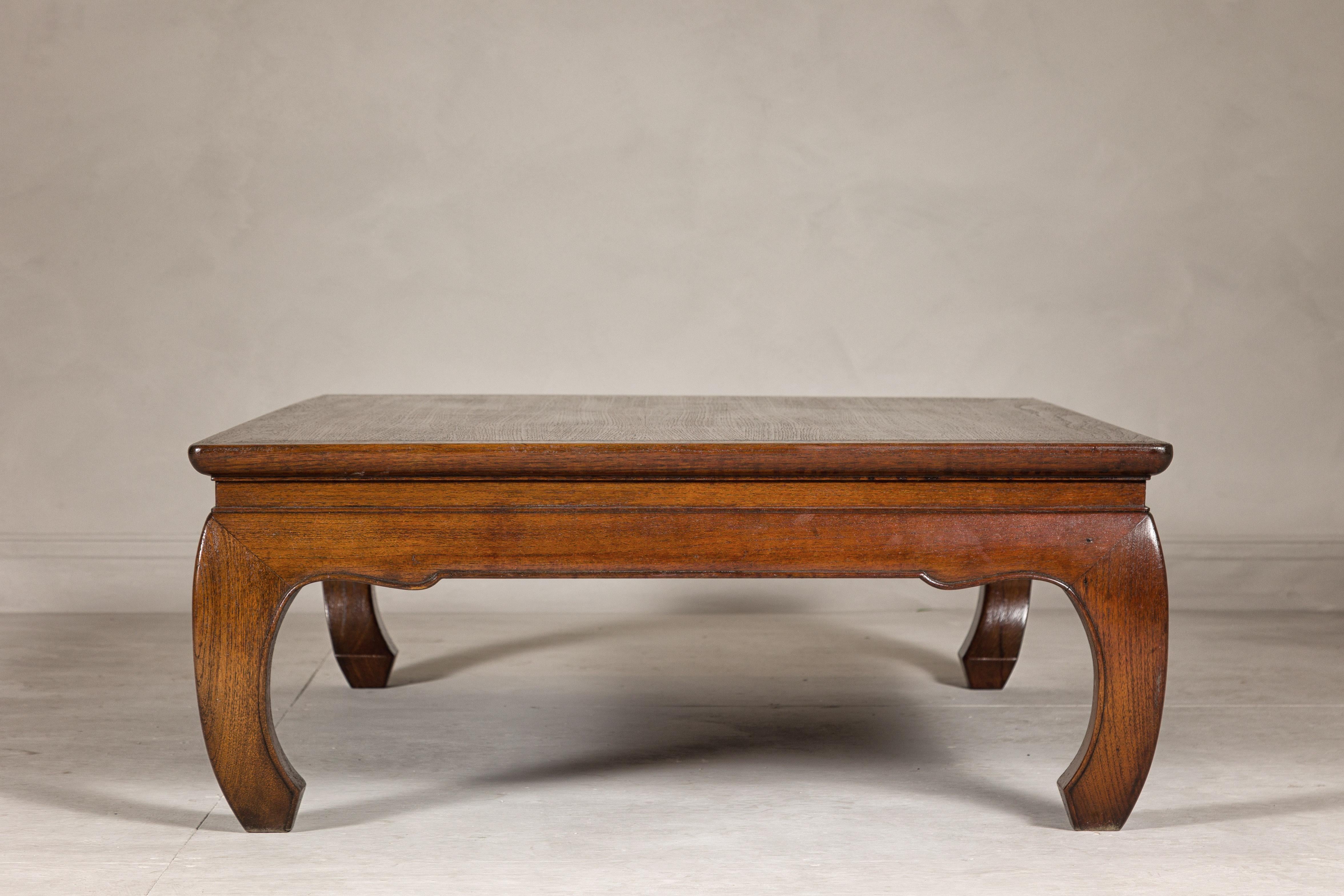 Qing Dynasty Long and Low Kang Coffee Table with Chow Legs and Carved Apron 13
