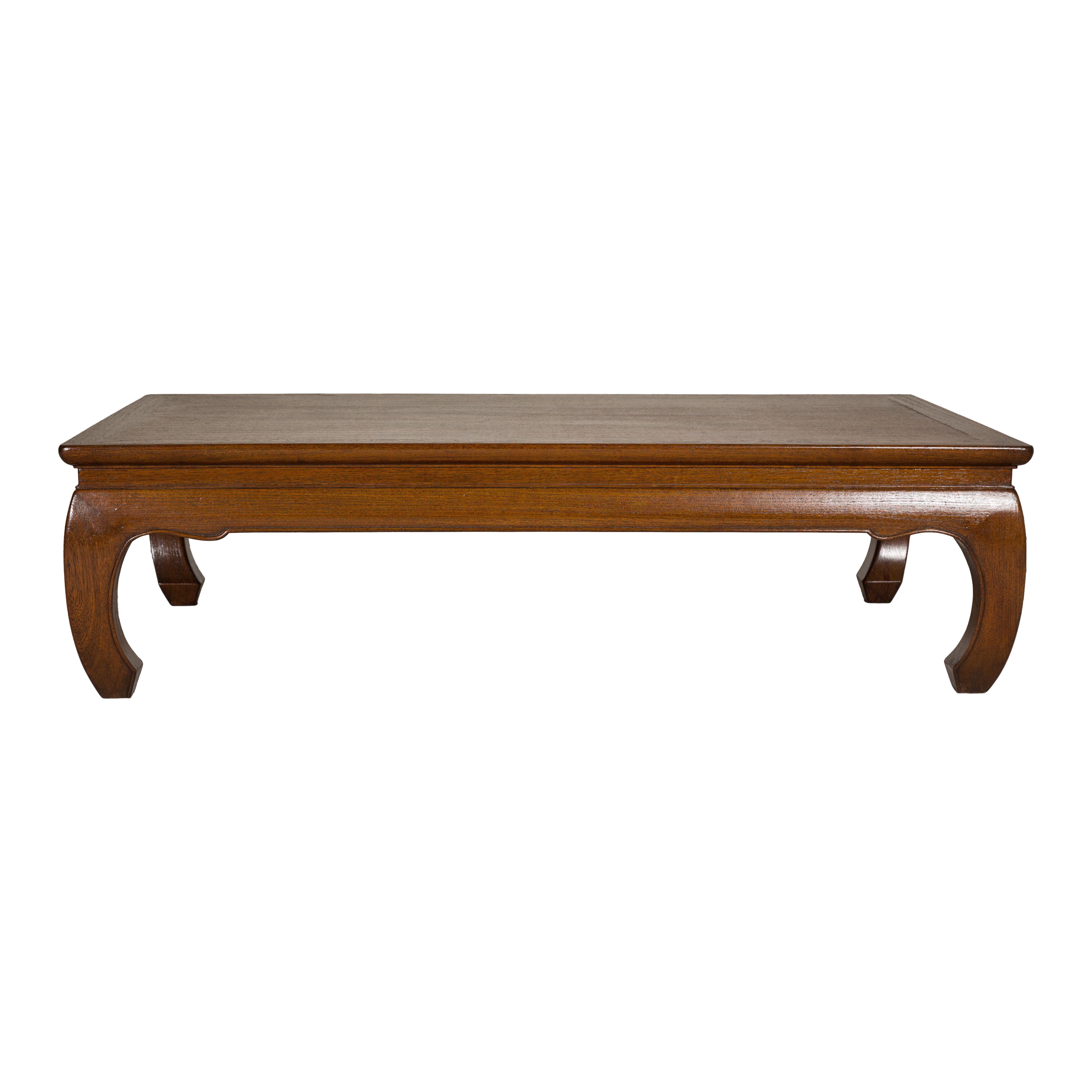 Qing Dynasty Long and Low Kang Coffee Table with Chow Legs and Carved Apron 14