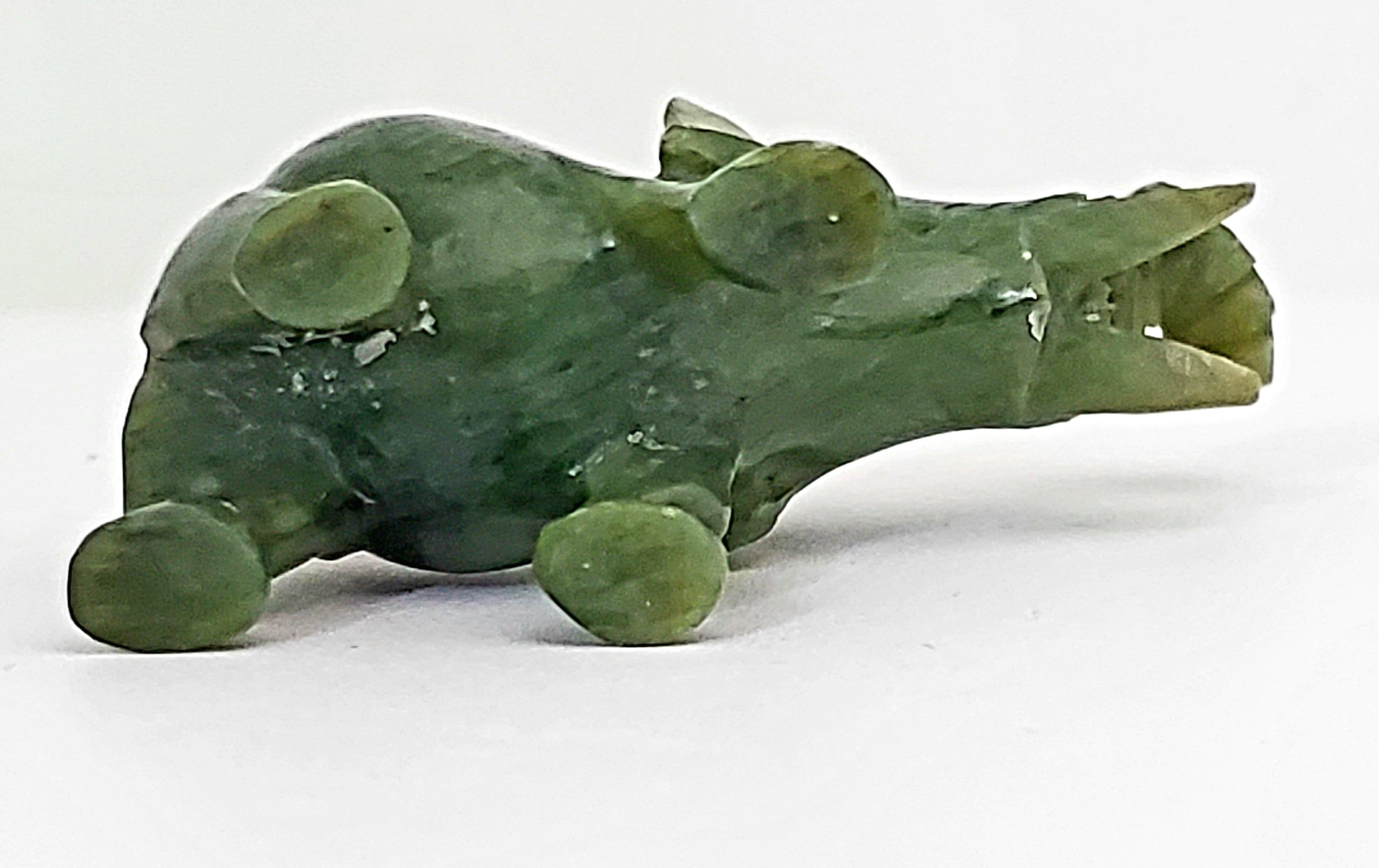 Stone Natural Spinach Jade Animal Figurines from Qing Dynasty For Sale