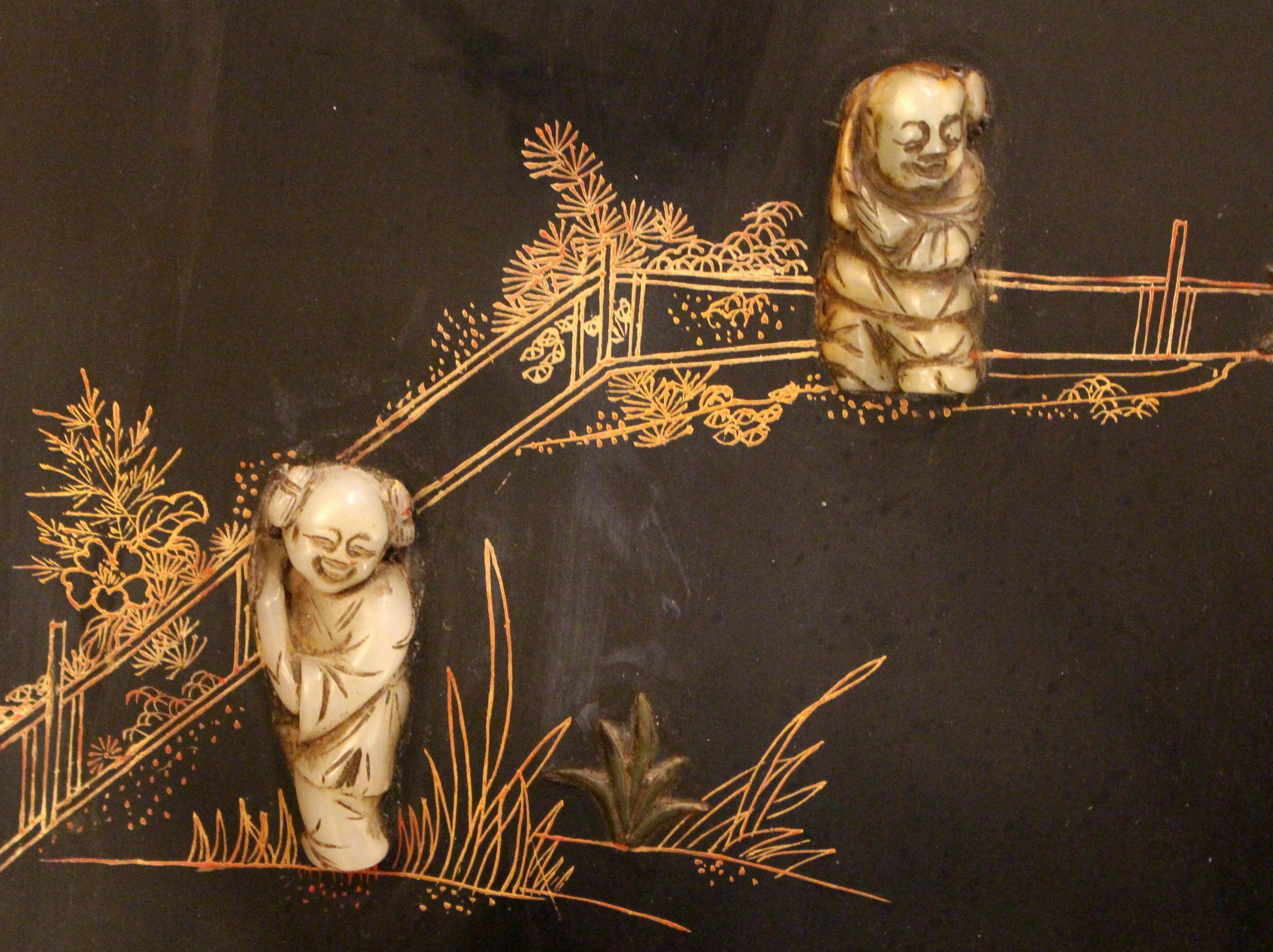 19th Century Qing Dynasty Pair of Lacquer Wall Panels