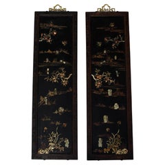 Qing Dynasty Pair of Lacquer Wall Panels